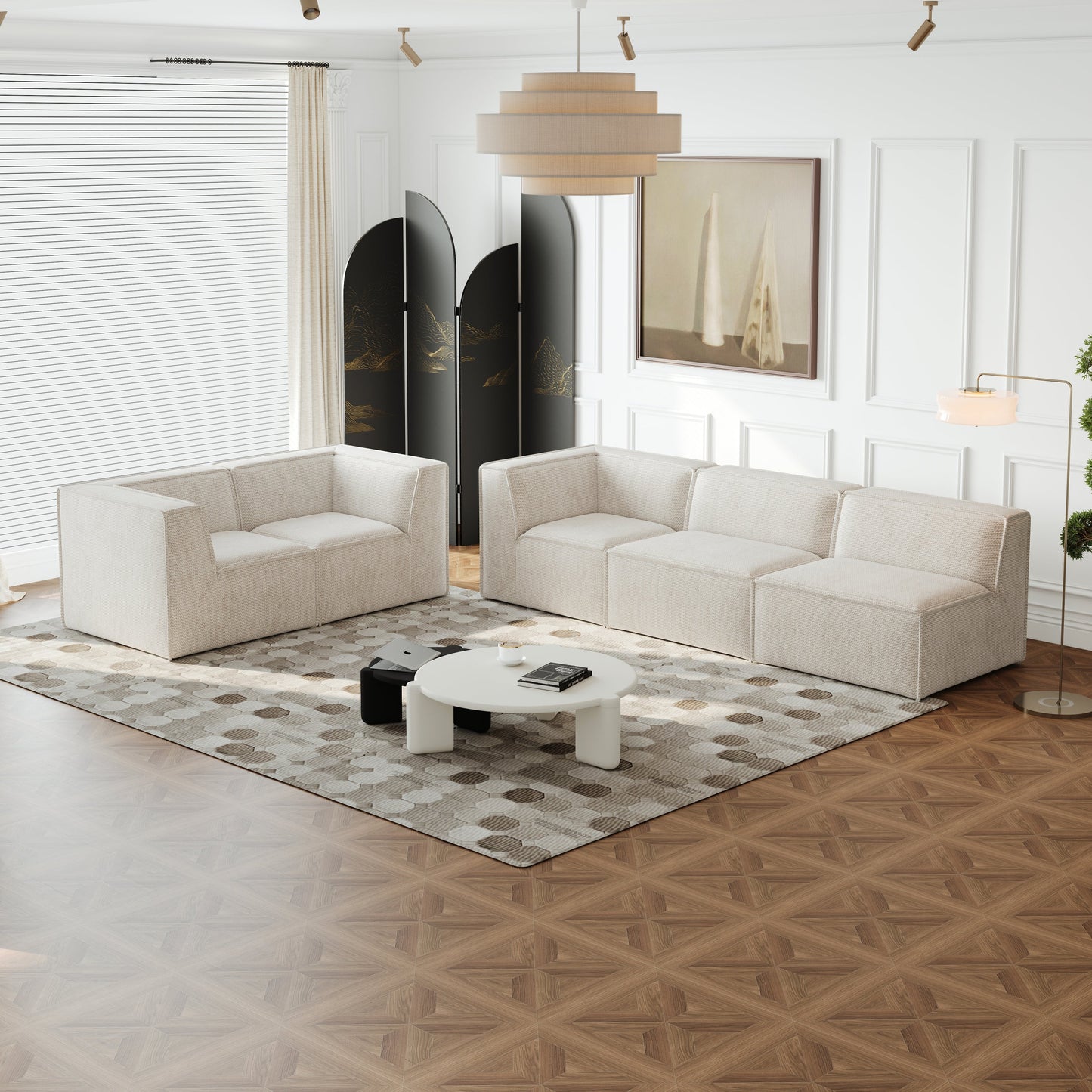 106*106" Chenille Modular L Shaped Sectional Sofa,Luxury Floor Couch Set,Upholstered Indoor Furniture