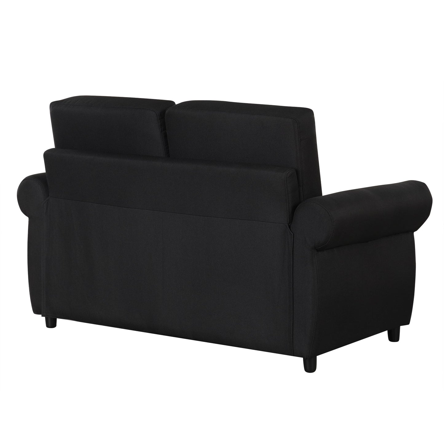 57.9" Pull Out Sofa Bed Loveseat Sleeper With Twin Size Memory Mattress With Two USB Ports for Living Room Spaces, Black