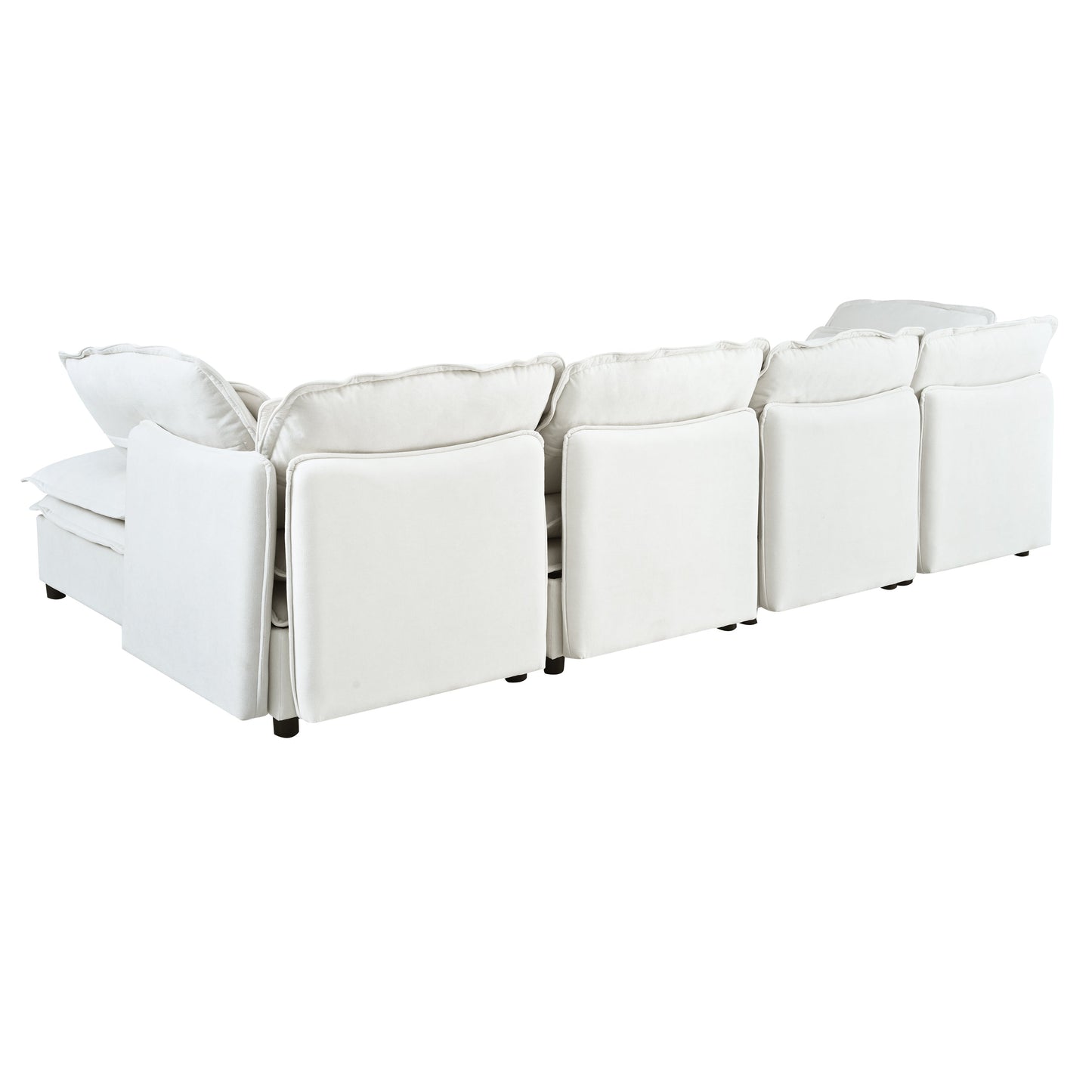 Double-Layer Cushion Modern Large U-Shaped Modular Sofa, Freely Combinable 6-Seater With Storage Function, Convertible
