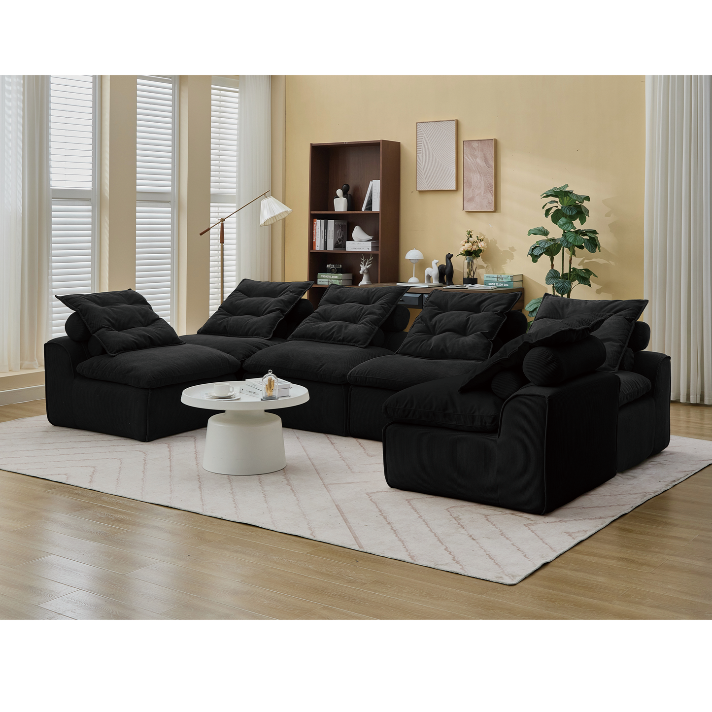 Modular Sofa,No Armrests,At Will DIY,Corduroy ,Neck Pillow-Back Lounge Sofa Chair,Reading Nook, or Apartment Living