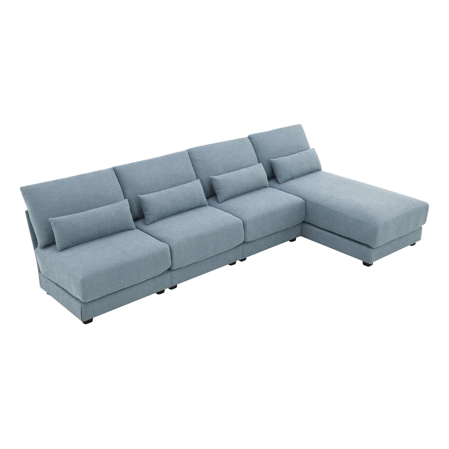 120*61" Oversized Deep Seat Sectional Sofa With Reversible Chaise,Loop Yarn Fabric 5-Seat Armless Indoor Furniture