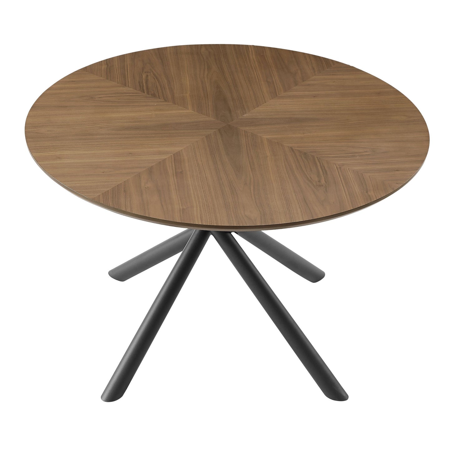 53.14'' Round MDF Coffee Table End Table Short Leisure Tea Table Cross Legs Metal Base, Easy to Assemble,Walnut
