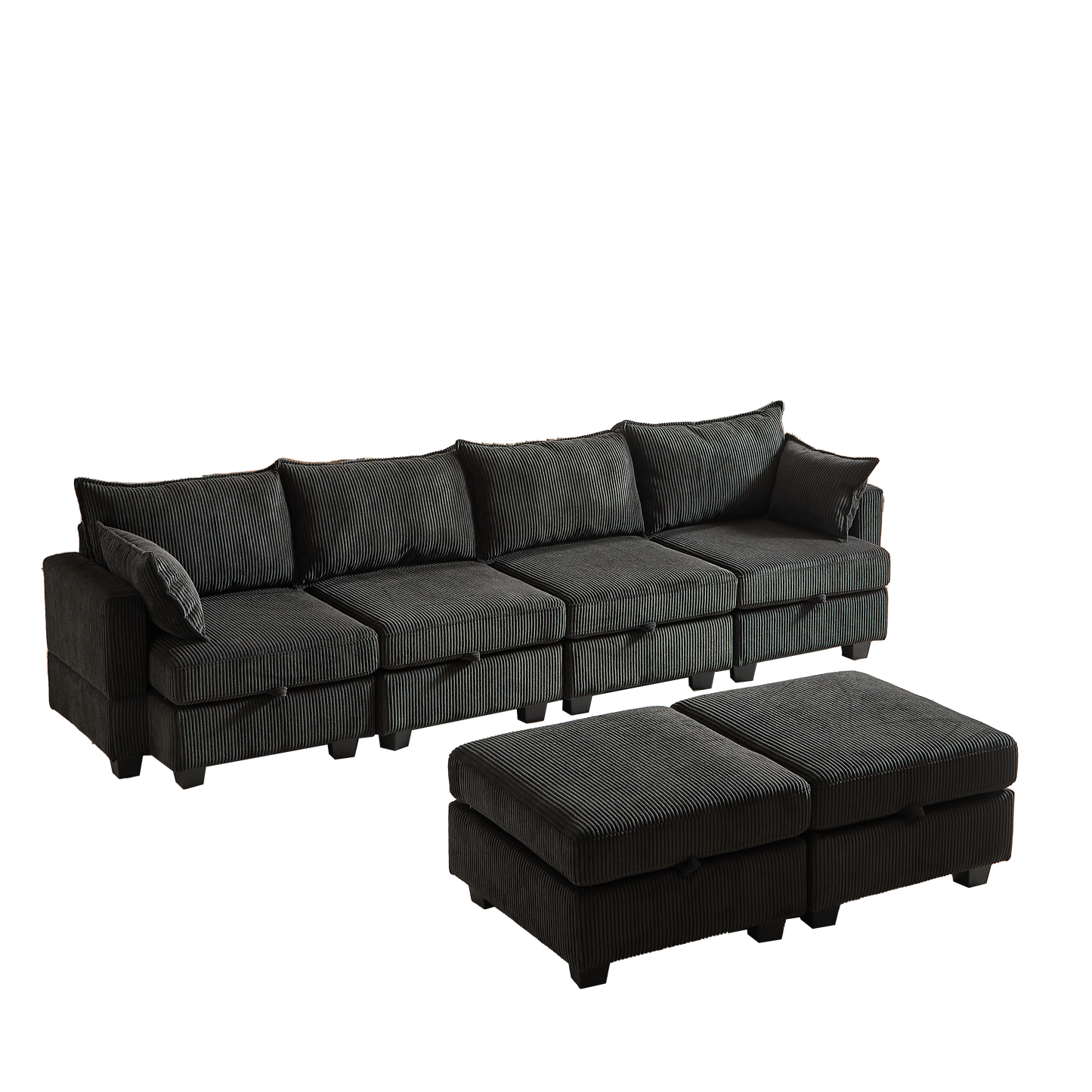 113.5'' Modular Sectiona Corduroy Sofa, Sectional Couches for Living Room U Shaped Sectional Couch With Storage Ottoman