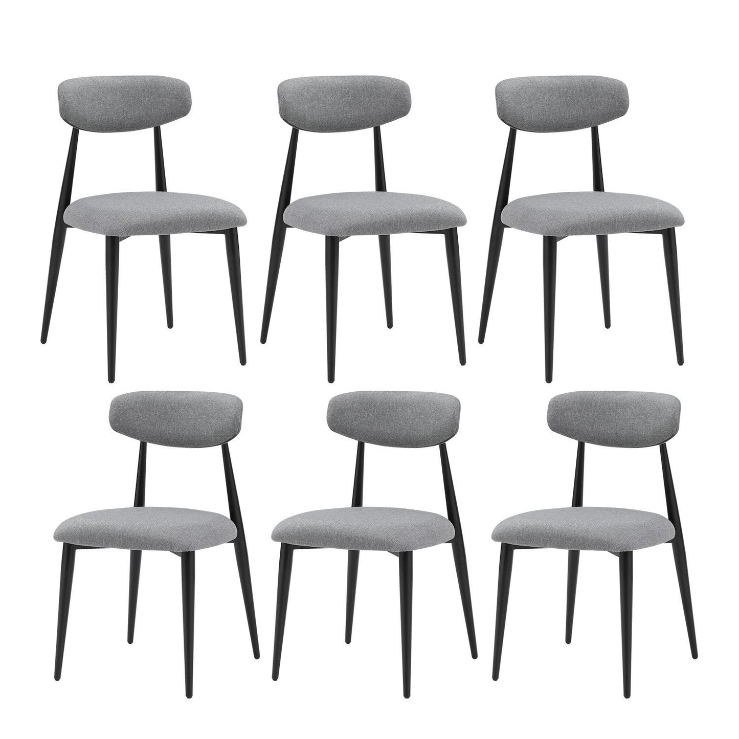(Set of 6) Dining Chairs, Upholstered Chairs With Metal Legs for Kitchen Dining Room,Grey