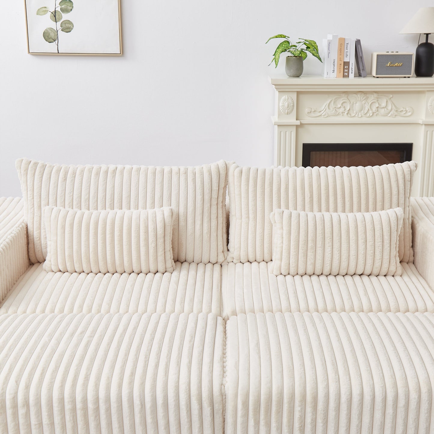 87" Oversized Sectional Lounge Chaise,No Assembly Required,Cloud Plush Loveseat With Two Removable Footstool,Fluffy Model