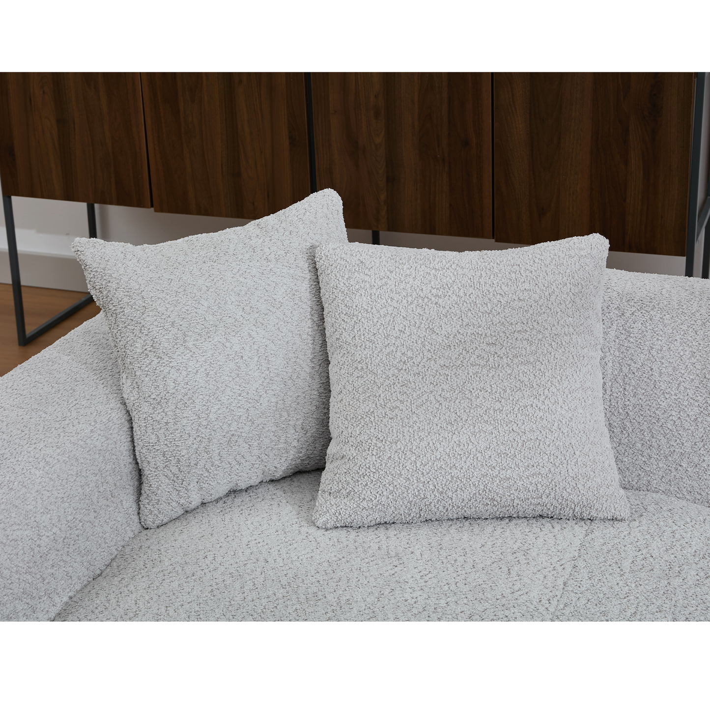 2 Piece Boucle Cloud Sofa Set, Upholstered Sofa Set, Modern 3 Seater and 2 Seater Sofa With MDF End Table for Living Room