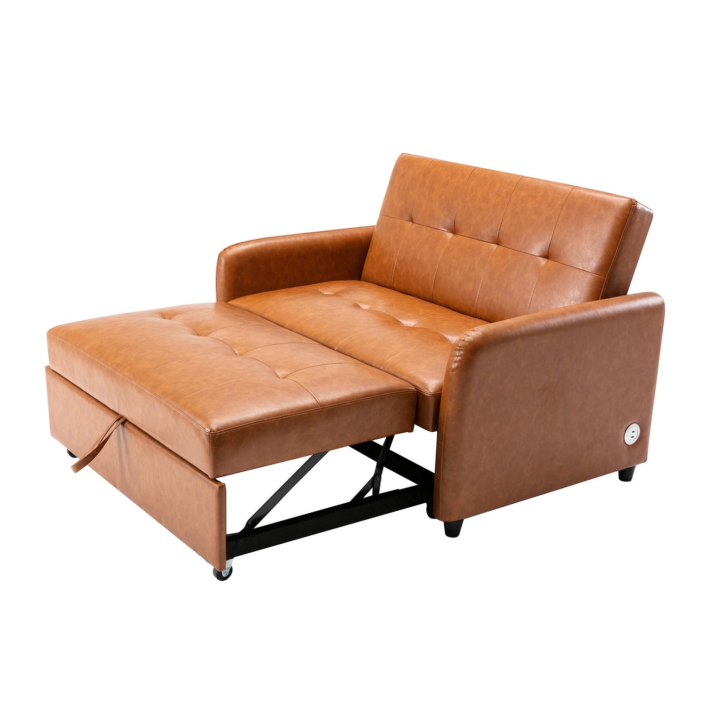 51" Convertible Sleeper Bed, Adjustable Oversized Armchair With Dual USB Ports for Small Space