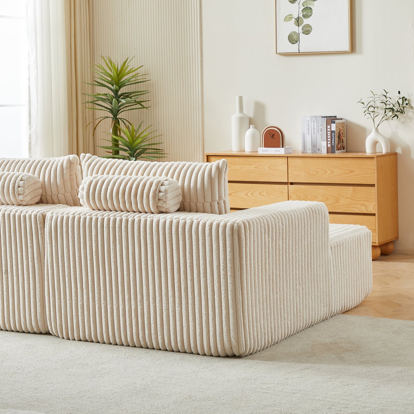 87" Oversized Sectional Lounge Chaise,No Assembly Required,Cloud Plush Loveseat With Reclining Sofa Bed,Fluffy Modern