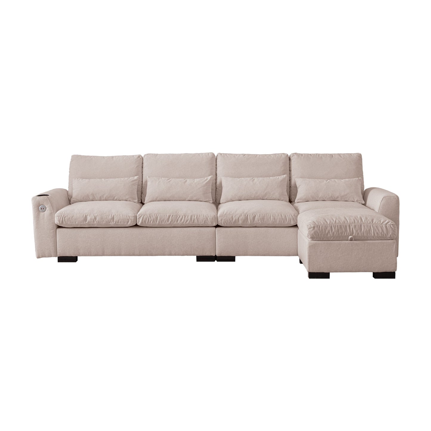 114.5"Modern Modular L Shaped Chenille Sofa Couch Reversible Ottoman With Storage Removable and Washable Cushions Sofa