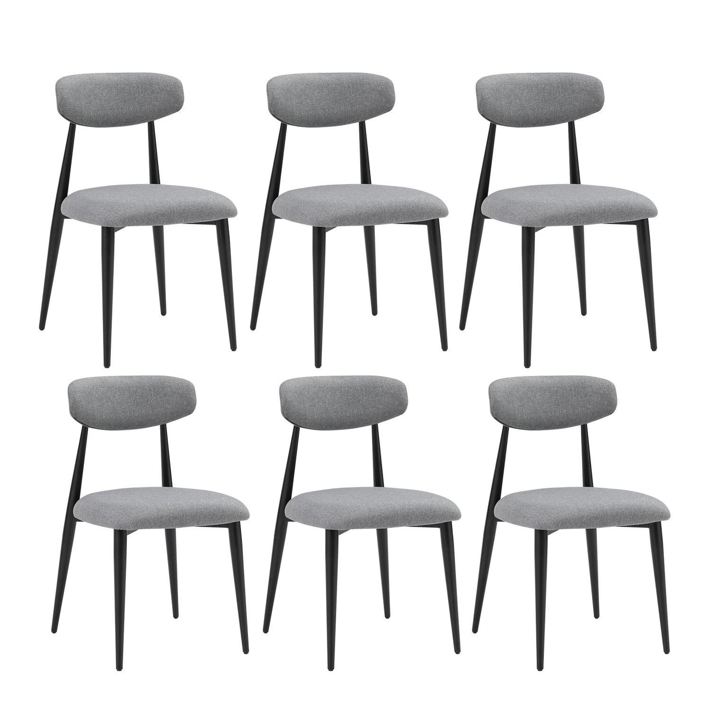 (Set of 6) Dining Chairs, Upholstered Chairs With Metal Legs for Kitchen Dining Room,Grey
