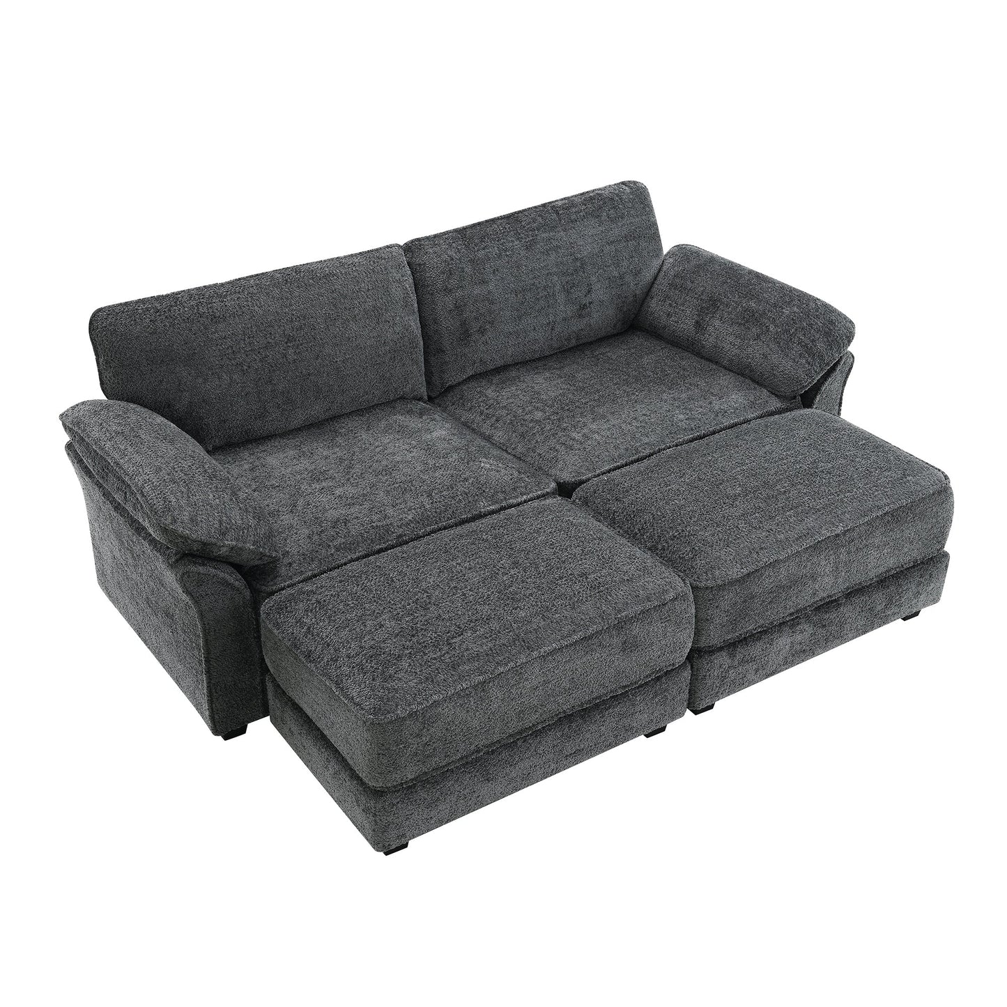 Free Combination Modular Convertible Sectional Sofa Bed Set, 4 Seat Upholstered Sleeper Corner Couch, Deep-Seat Loveseat