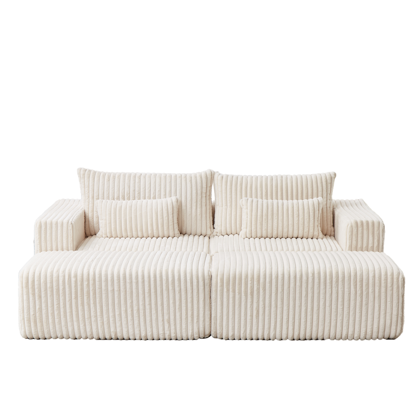 87" Oversized Sectional Lounge Chaise,No Assembly Required,Cloud Plush Loveseat With Two Removable Footstool,Fluffy Model
