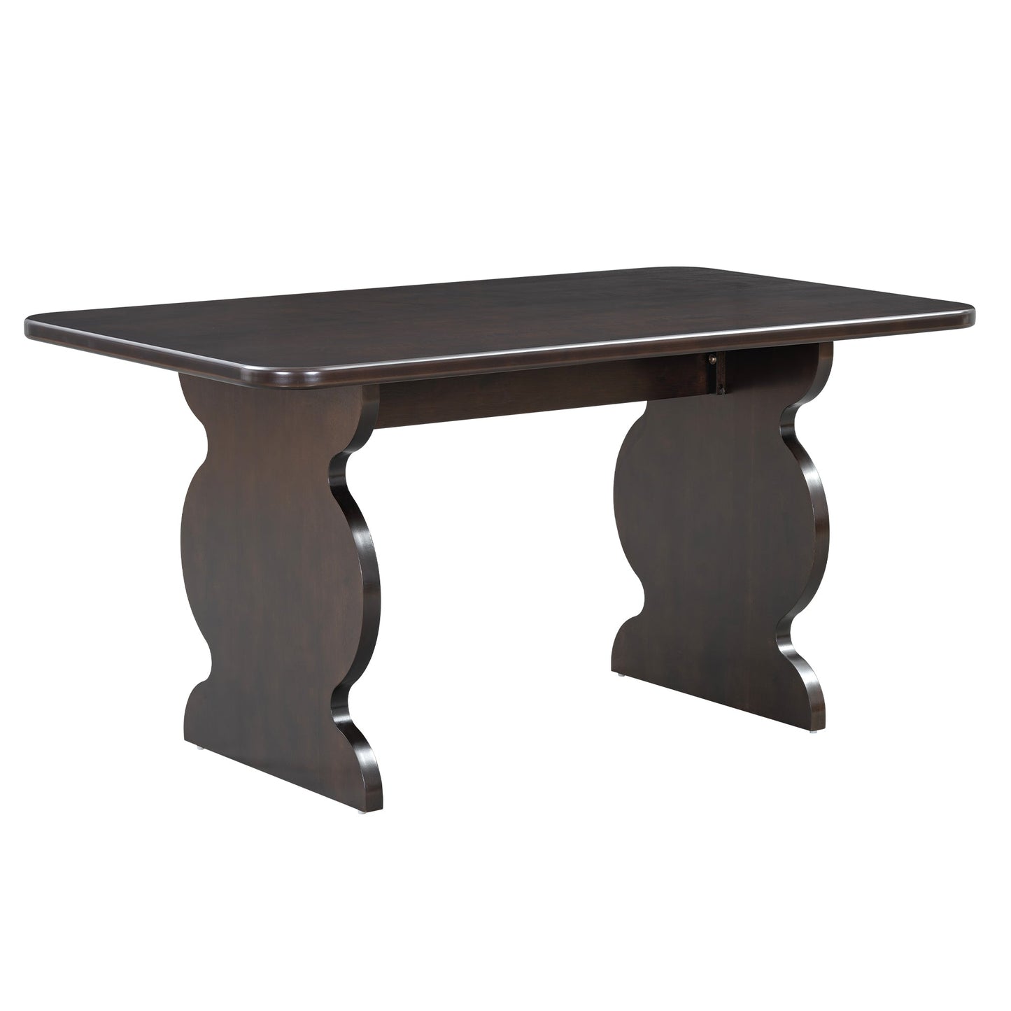 6-Piece Dining Set, Mid-Century Modern Table Set for 6 Persons With 4 Chairs and Bench, Padded Seats and Backrest