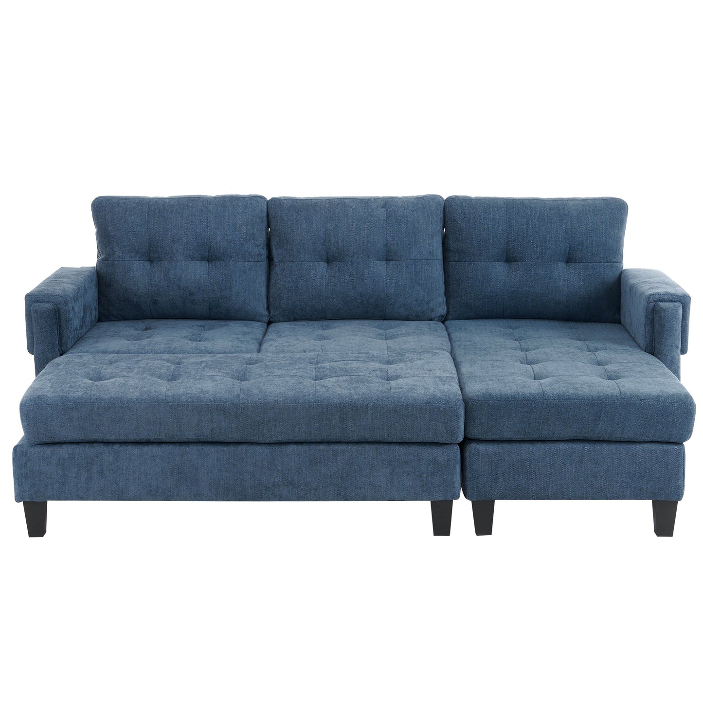 83.4" L-Shaped Sofa Sectional Couch Sofa Bed With Two USB Ports, a Movable Ottoman and a Reversible Chaise Lounge