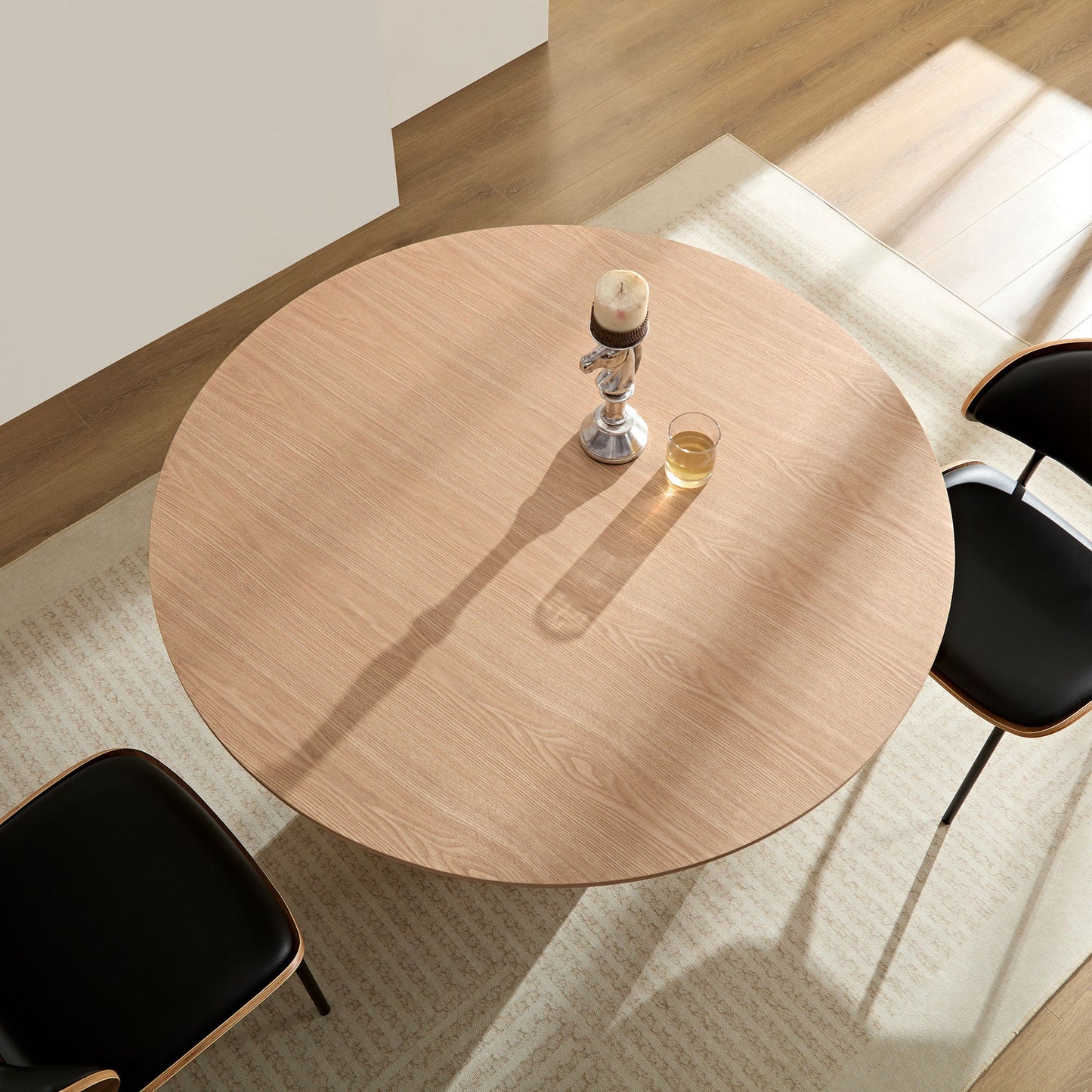 47,24 Inch MDF Dining Table for Dining Room Round Dinner Tables Mid-Century Modern Table OAK