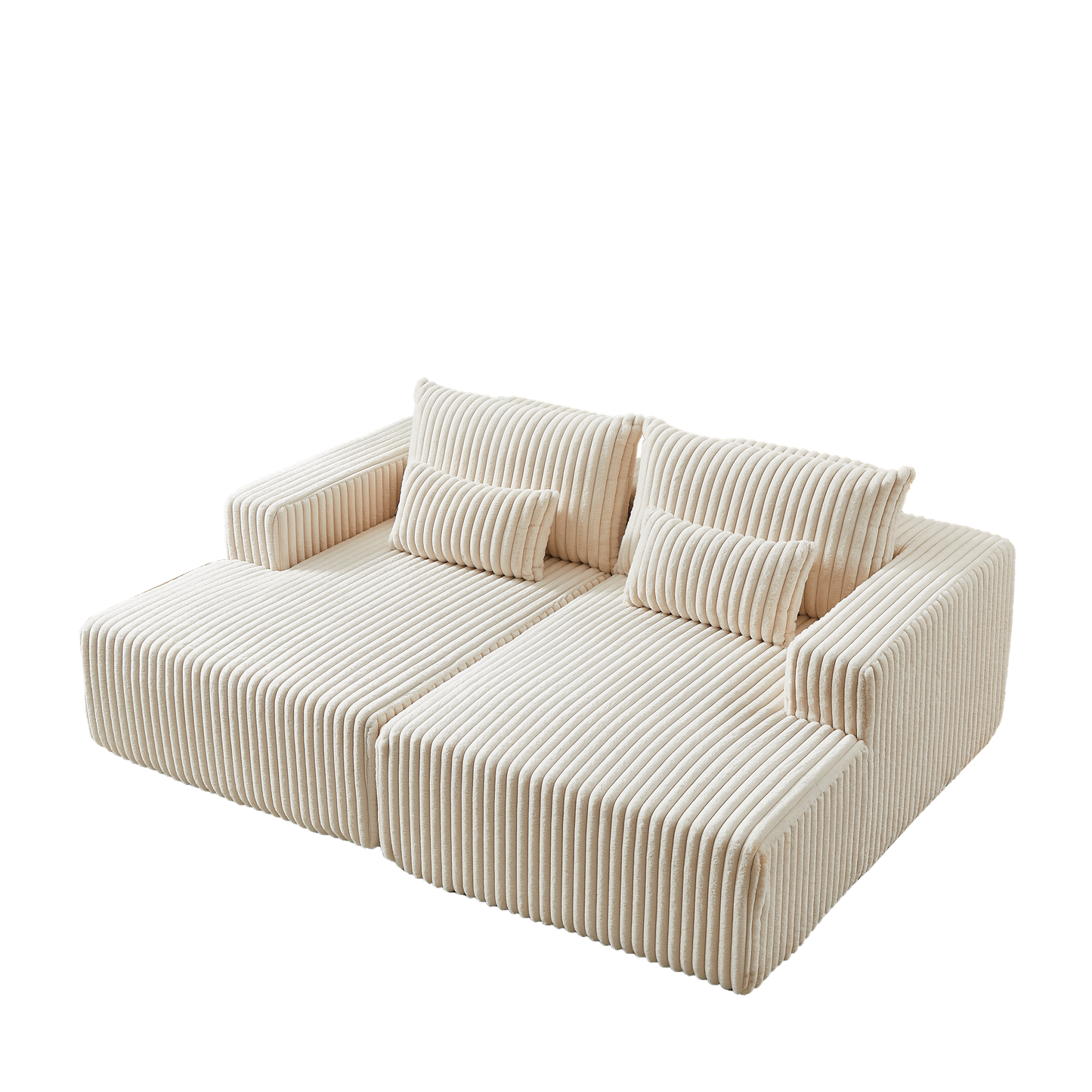 87" Oversized Sectional Lounge Chaise,No Assembly Required,Cloud Plush Loveseat With Reclining Sofa Bed,Fluffy Modern