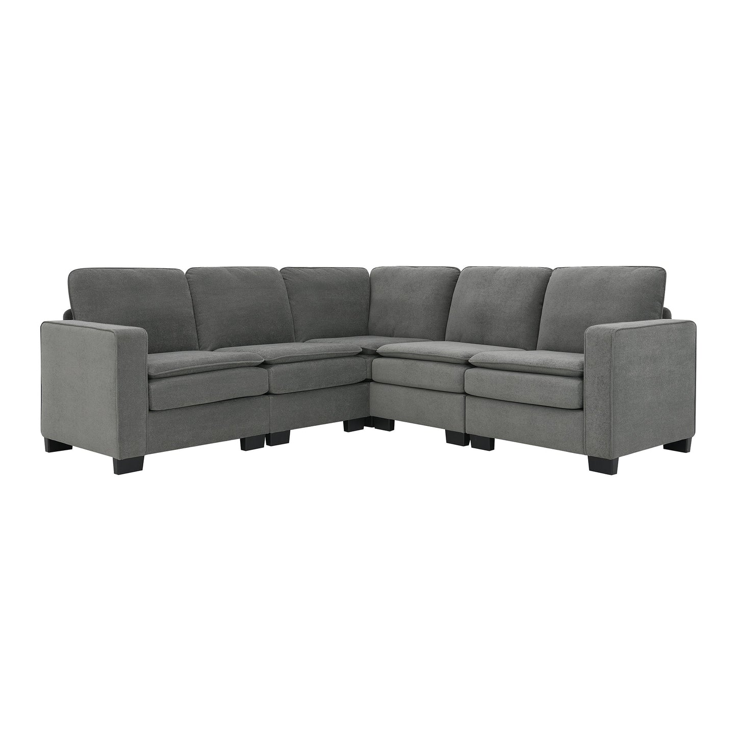 89*89" Oversized Velvet Modern Sectional Sofa,Large L Shaped Upholstered Indoor Furniture With Double Cushions,5 Seat