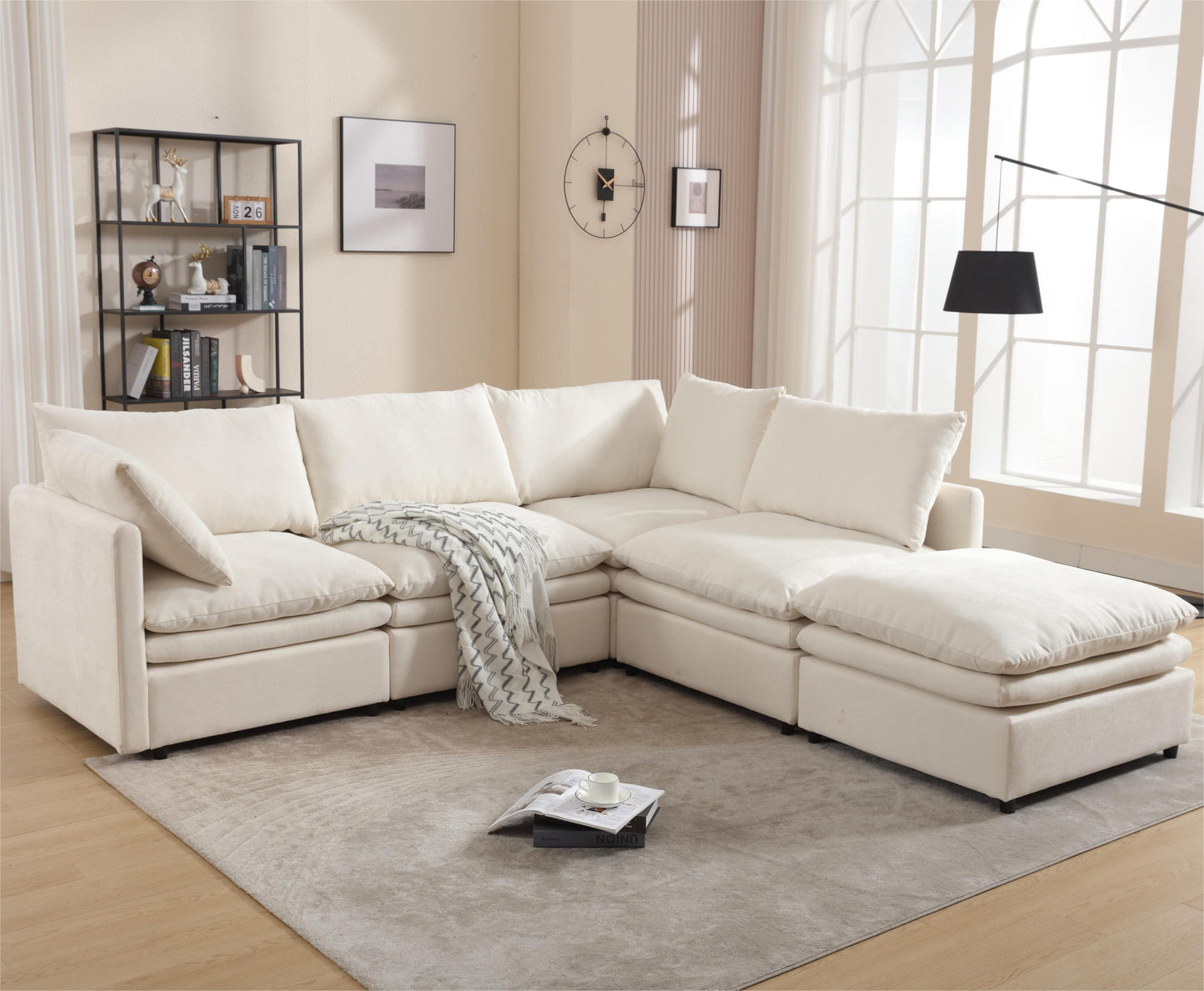 Modern U-Shaped Sectional Sofa ,5-Seat Sofa ,Sleeper Sofa Couch With Chaise Lounge for Living Room,Apartment,Upholstere
