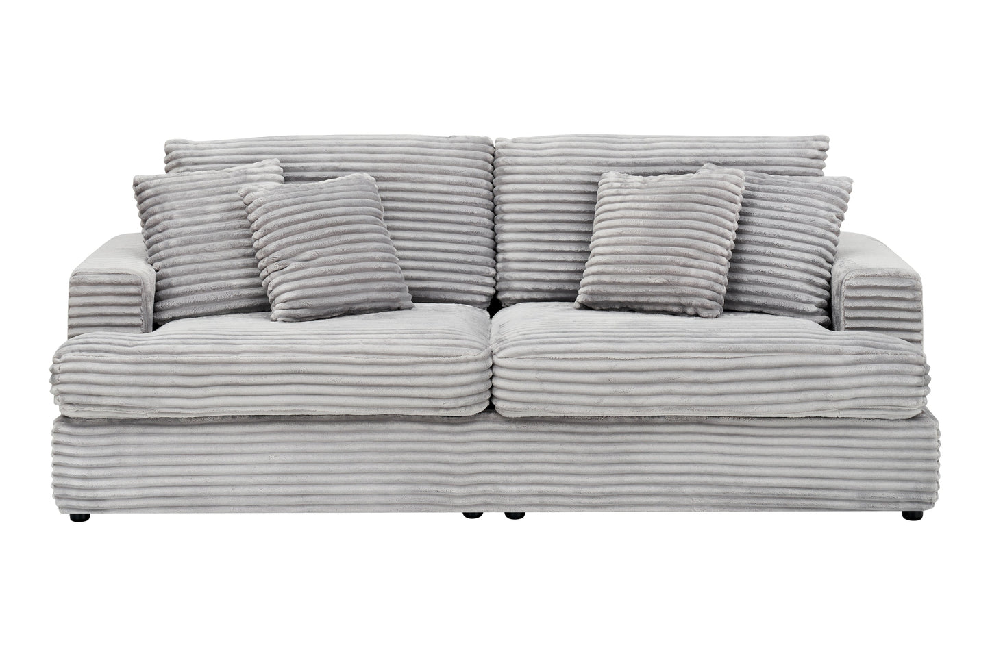 79.3 Inches Long, Corduroy Sofa, With 4 Matching Toss Pillows Sleek Design Spacious and Comfortable 3 Seater Couch