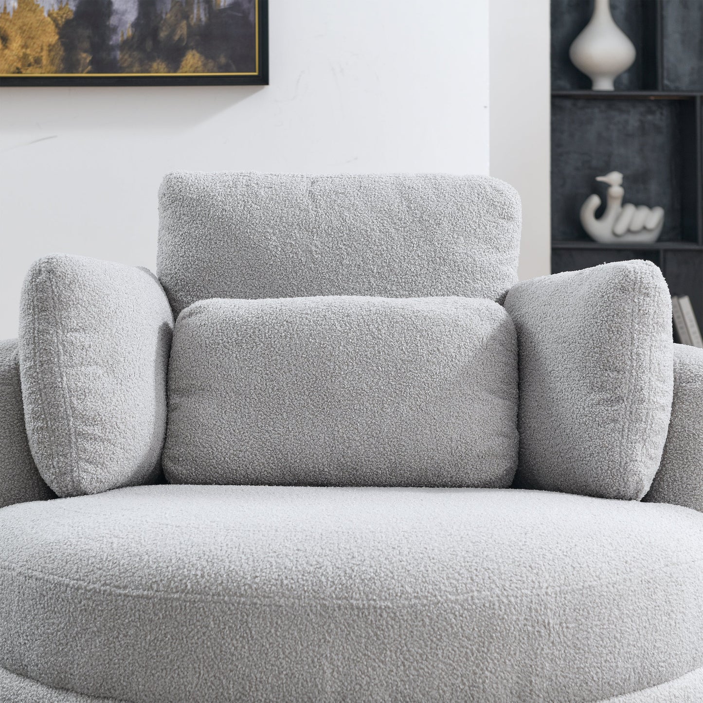 39"W Oversized Swivel Chair With Moon Storage Ottoman for Living Room, Modern Accent Round Loveseat Circle