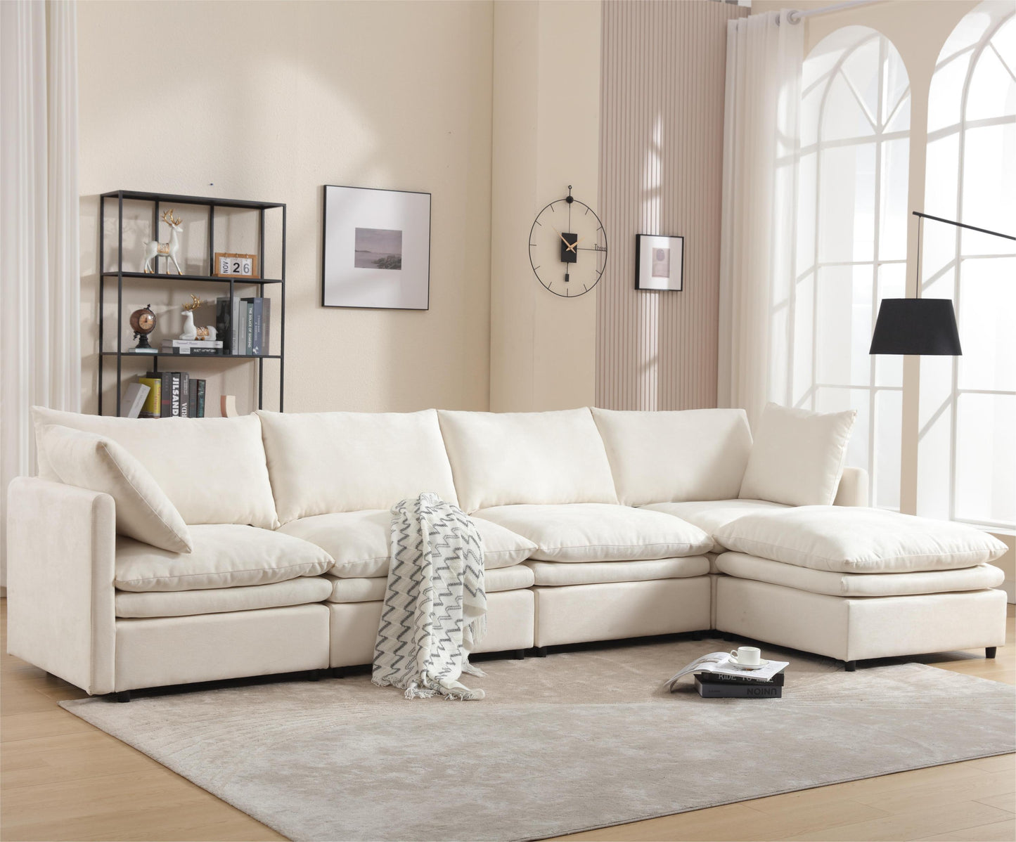 Modern U-Shaped Sectional Sofa ,5-Seat Sofa ,Sleeper Sofa Couch With Chaise Lounge for Living Room,Apartment,Upholstere