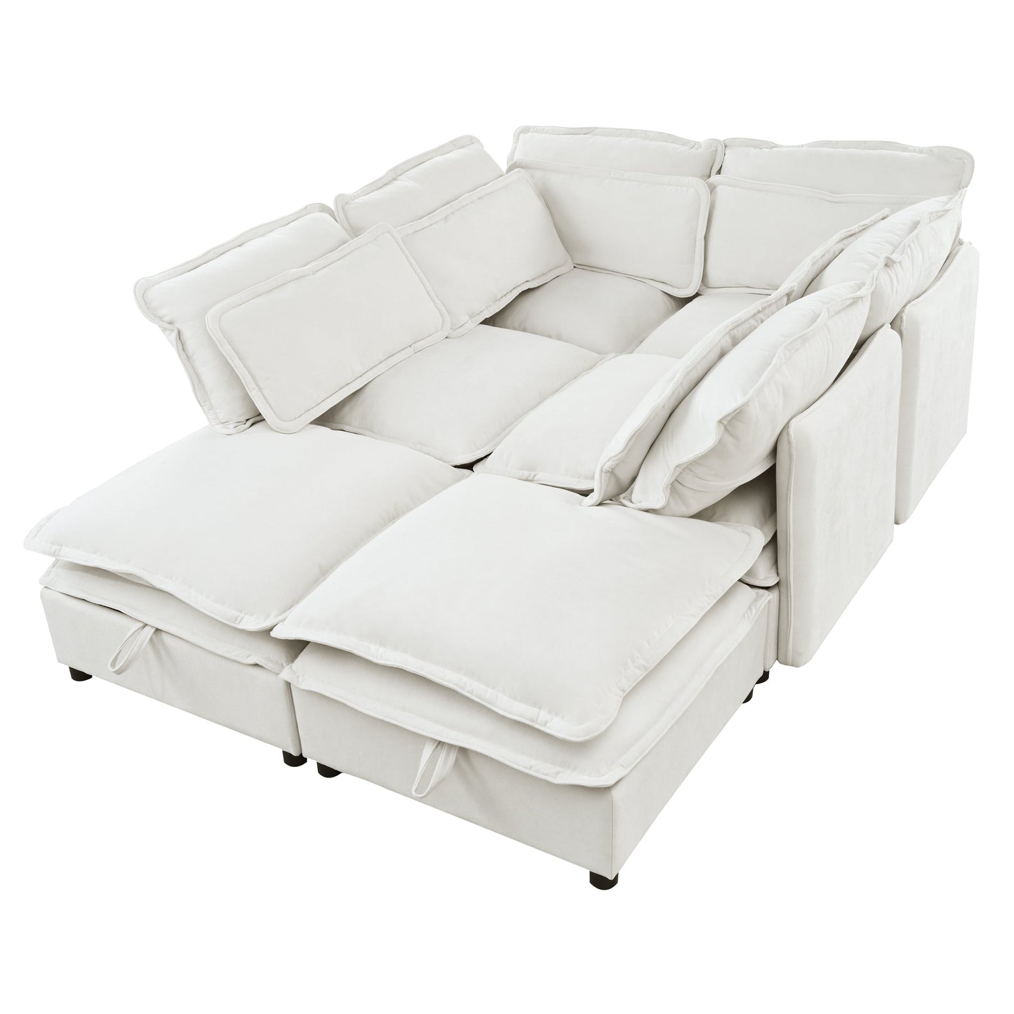 Double-Layer Cushion Modern Large U-Shaped Modular Sofa, Freely Combinable 6-Seater With Storage Function, Convertible
