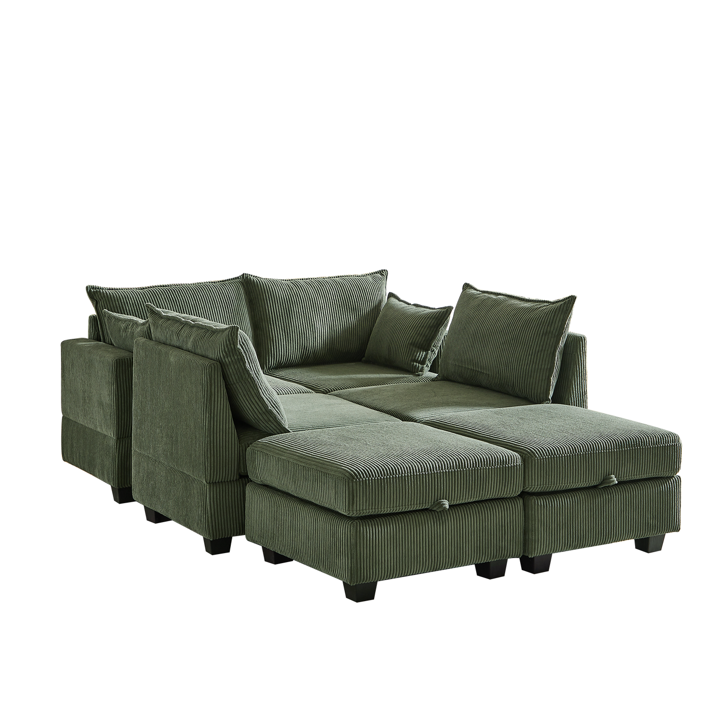 113.5'' Modular Sectiona Corduroy Sofa, Sectional Couches for Living Room U Shaped Sectional Couch With Storage Ottoman