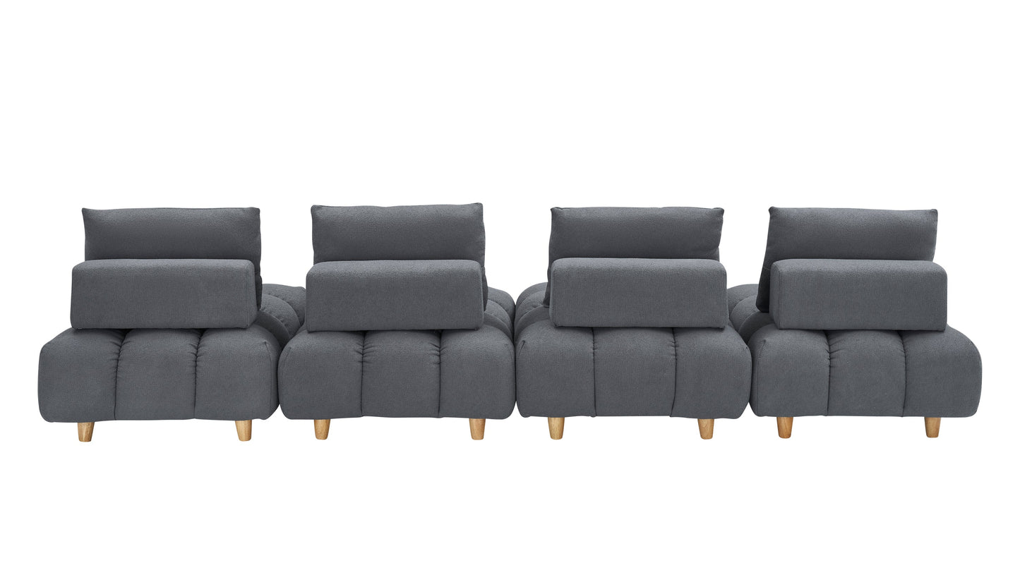 120 Inches Long, Teddy Sofa Fabric, With Spacious and Comfortable Seats, for Apartment Office Living Room -Gray