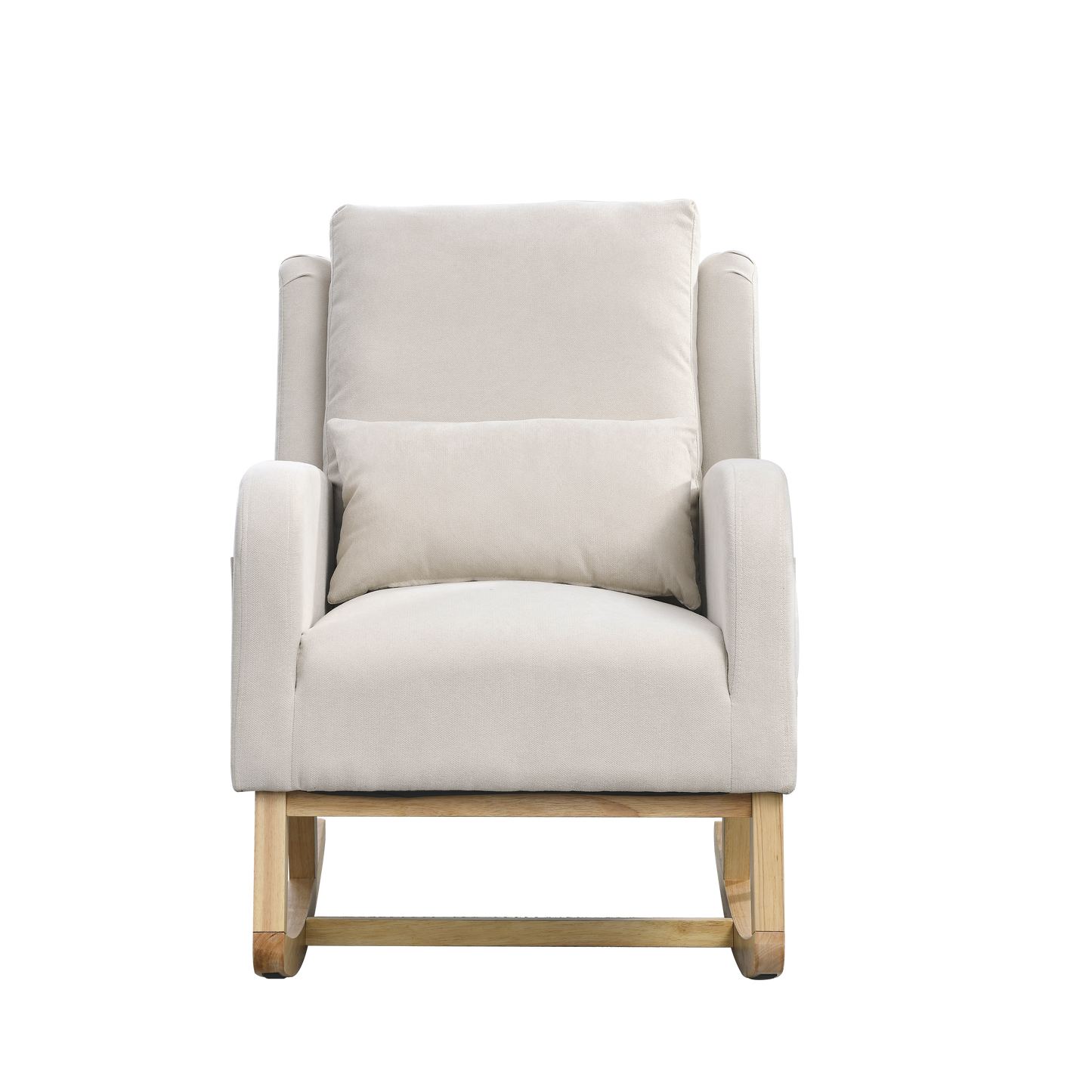 27.5 "W Modern Accent High Back Living Room Casual Armchair Rocker With One Lumbar Pillow, Two Side Pockets