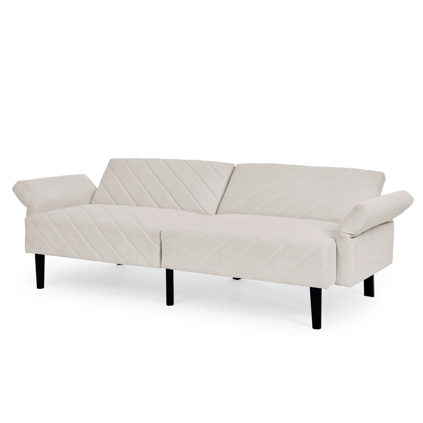 Velvet Futon Couch Convertible Folding Sofa Bed Tufted Couch With Adjustable Armrests for Apartment