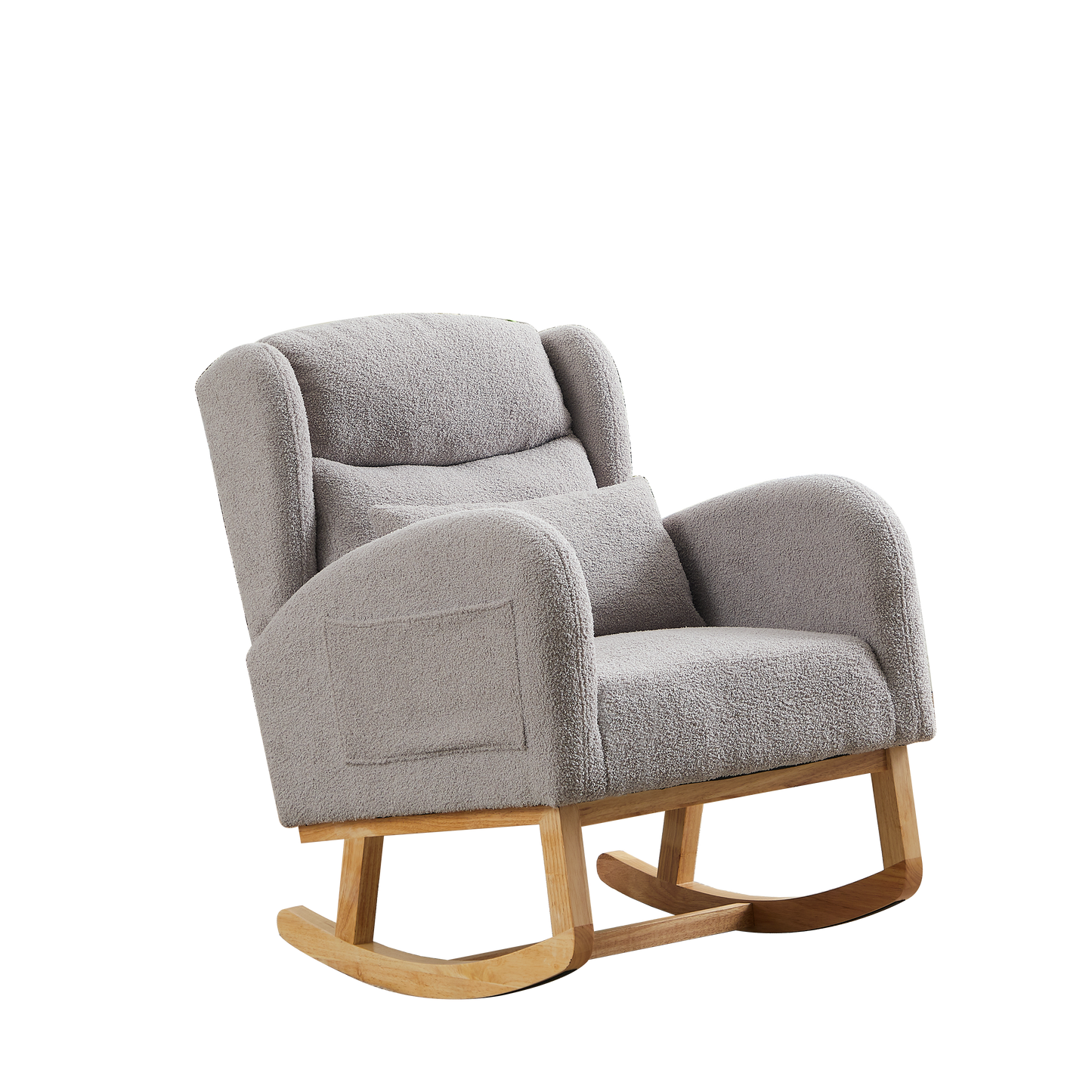 Modern Accent High Backrest Living Room Lounge Arm Rocking Chair, Two Side Pocket