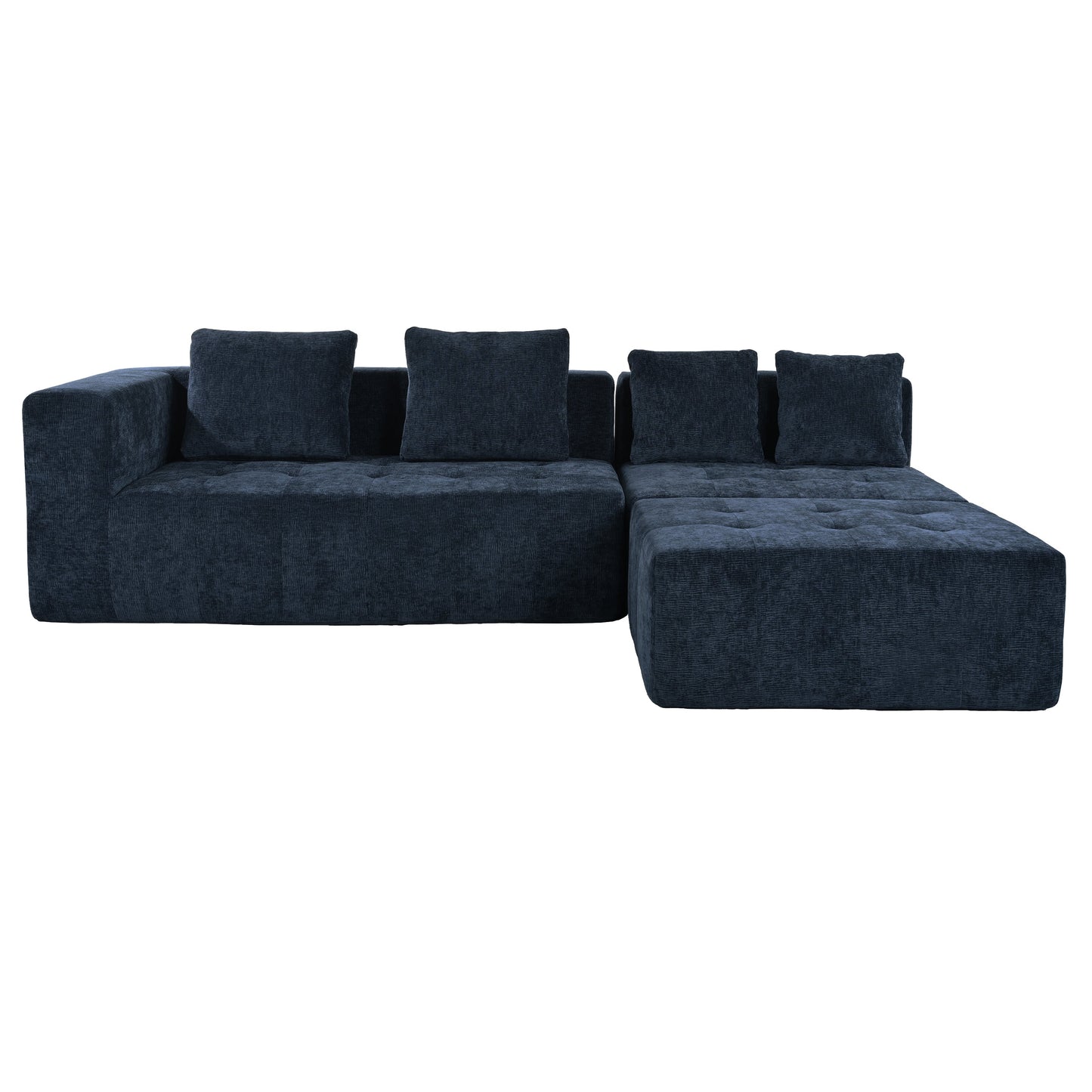 Modern Large Removable Modular Sofa, 3-Piece Set With Free Combination, Includes 4 Cushions, Ideal for Living Room