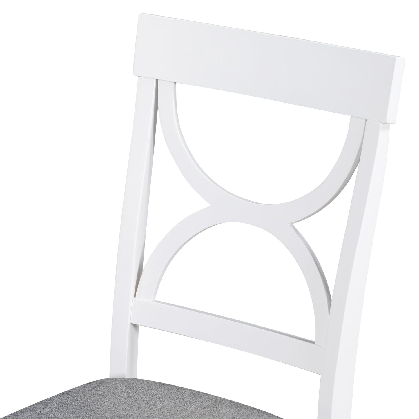 6-Piece Wood Dining Table Set Kitchen Table Set With Upholstered Bench and 4 Dining Chairs, Farmhouse Style,Gray+White