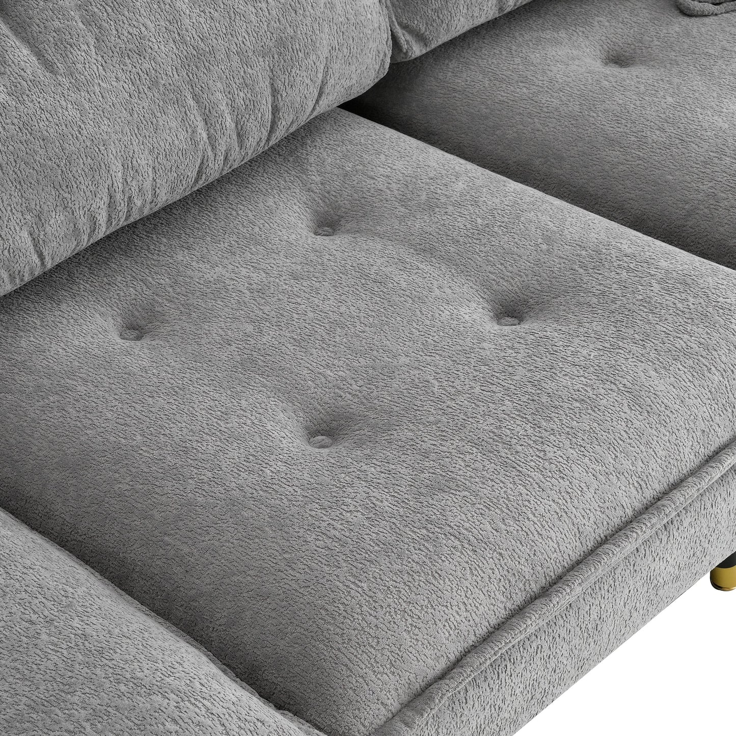 106*66.5" L Shaped Convertible Sectional Sofa,4 Seat Tufted Couch Set With Two-Tone Adjust Legs,Cloud Chenille Fabric