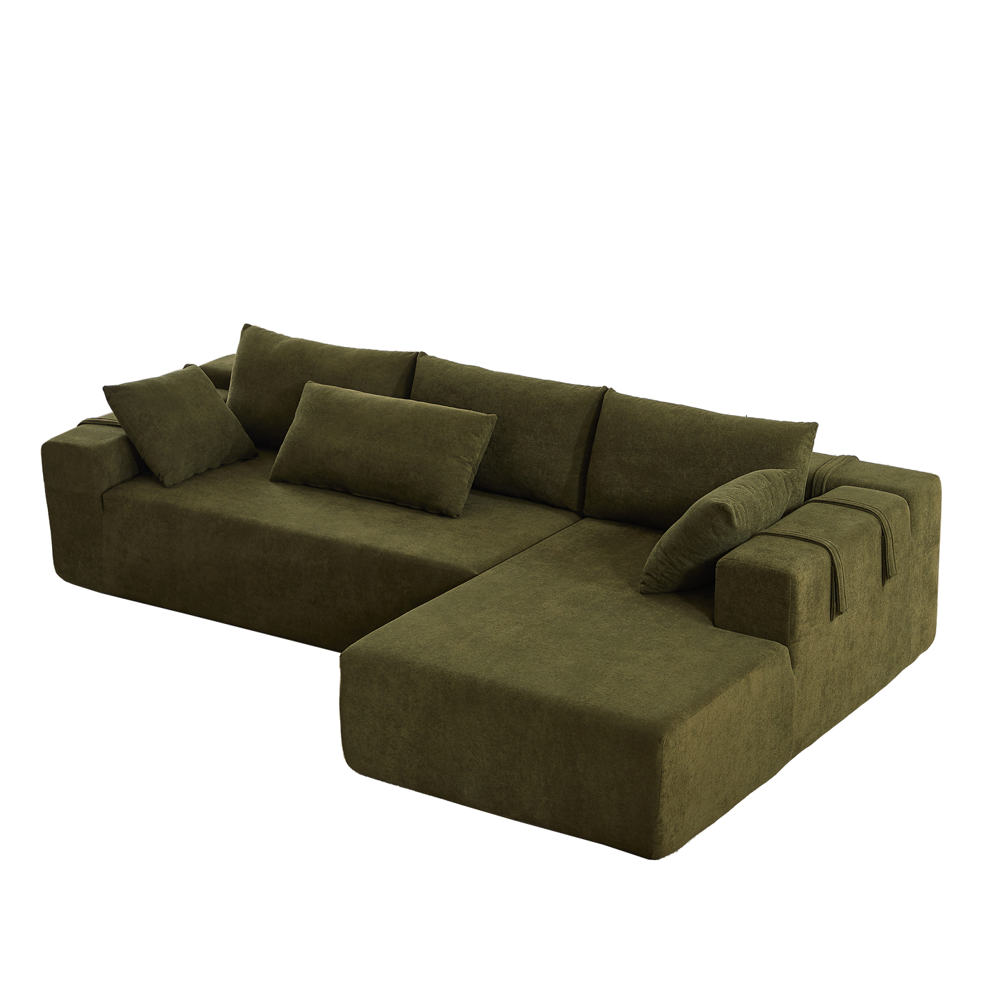 Modern Chenille Upholstered Sectional Sofa Couch Set,Modular 108" L Shaped Sectional Living Room Sofa Set With 6 Pillows