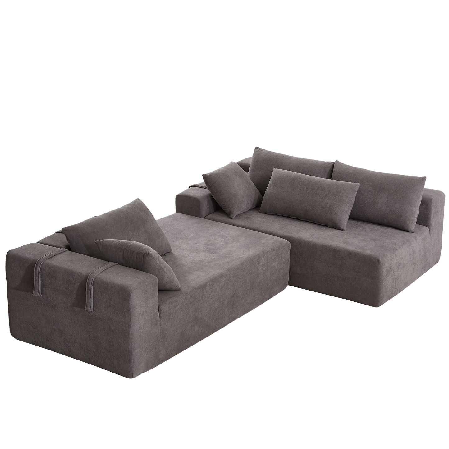 Modern Chenille Upholstered Sectional Sofa Couch Set,Modular 108" L Shaped Sectional Living Room Sofa Set With 6 Pillows