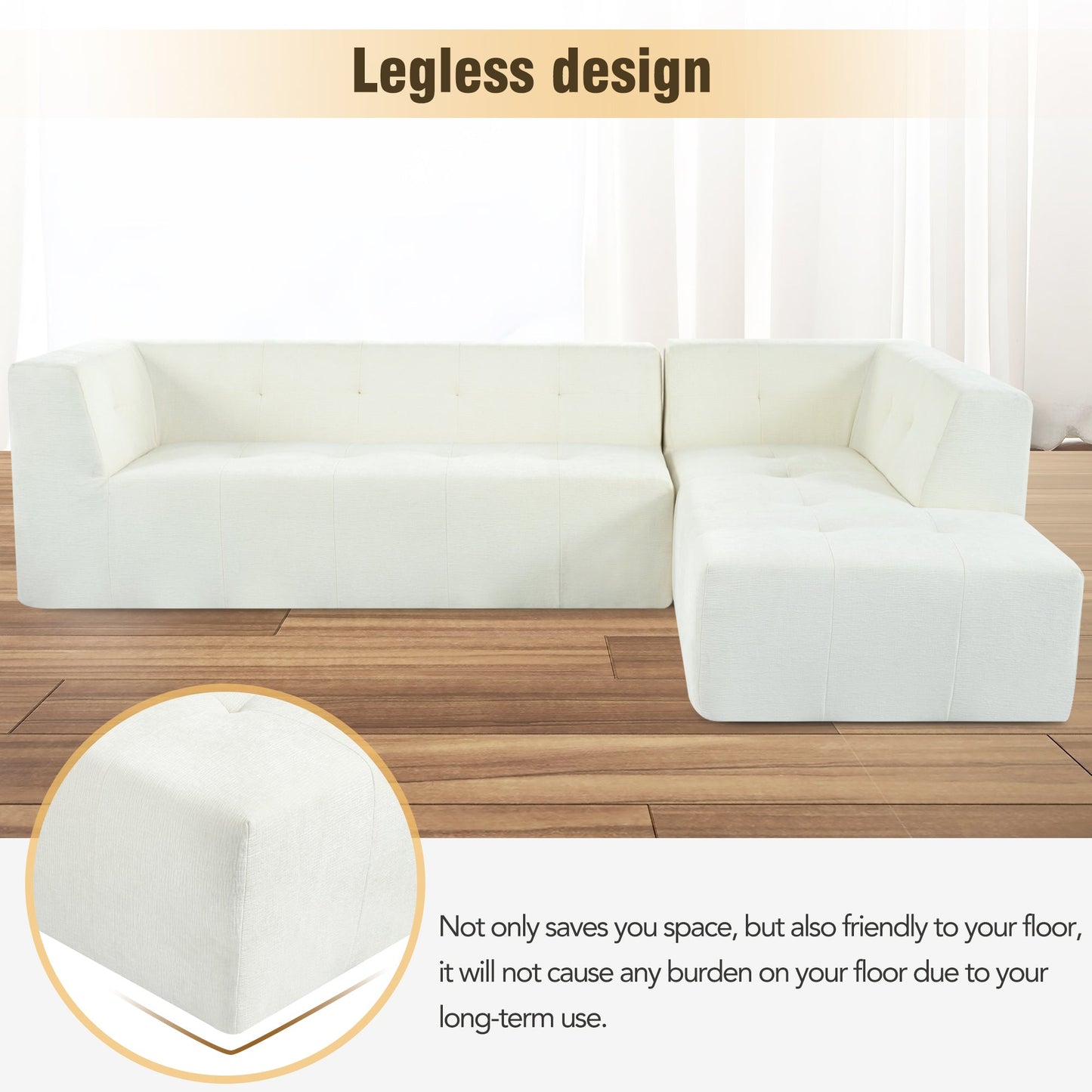 112.2*74" Modular Modular Combination Living Room Sofa Set, Modern Minimalist Sofa, Living Room Upholstered Sofa Bed