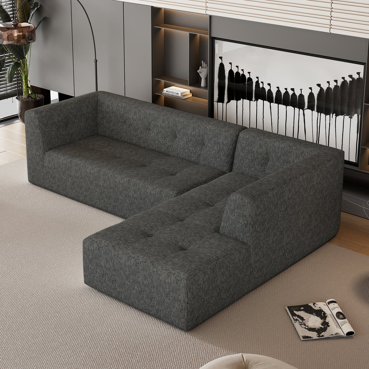 112.2*74" Modular Modular Combination Living Room Sofa Set, Modern Minimalist Sofa, Living Room Upholstered Sofa Bed