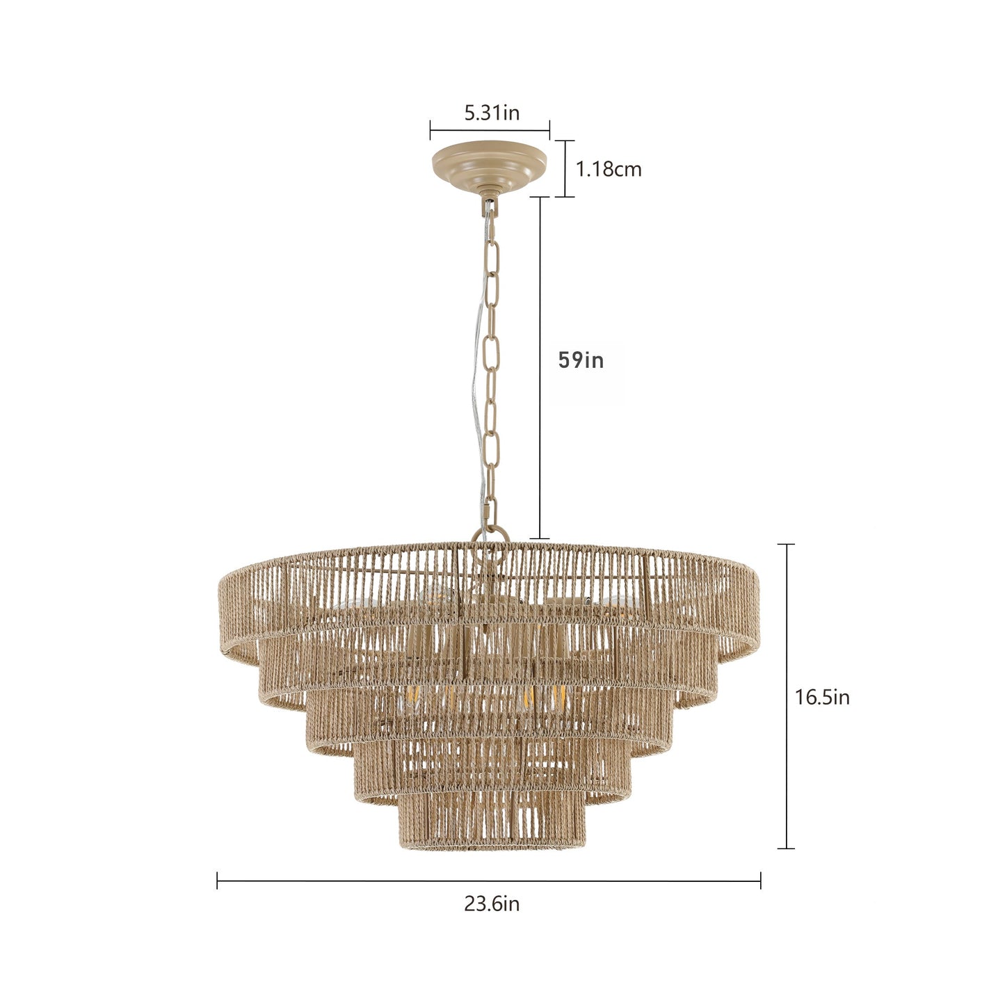 Bohemian Style Woven Pendant Light 23.6 Inch Rattan Ligh Large Rattan Pendant Light
