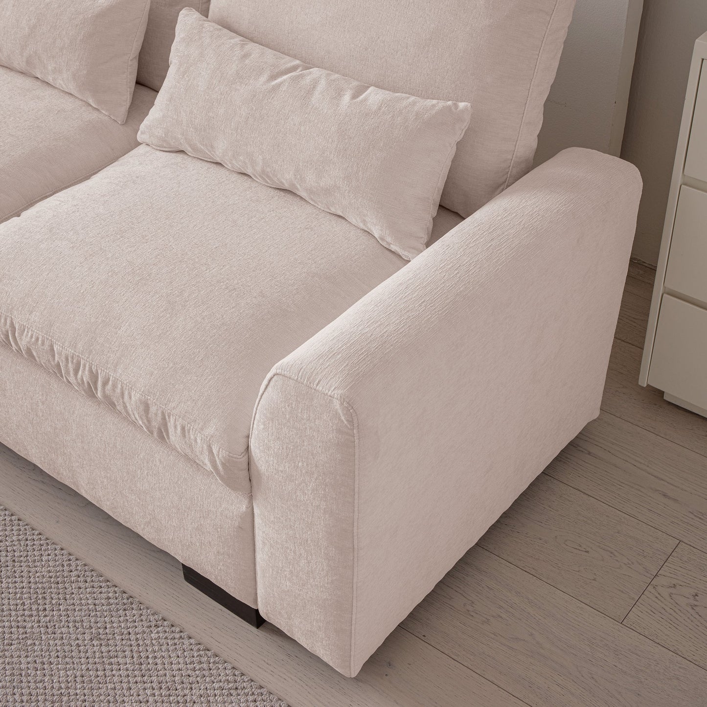 114.5"Modern Modular L Shaped Chenille Sofa Couch Reversible Ottoman With Storage Removable and Washable Cushions Sofa