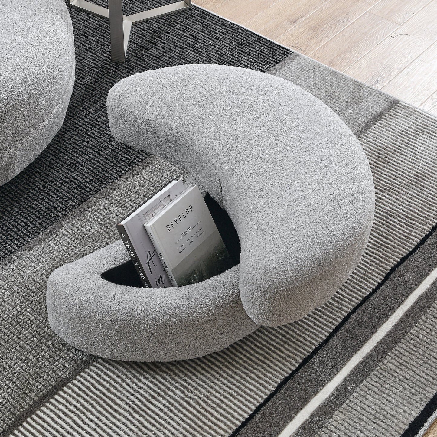 39"W Oversized Swivel Chair With Moon Storage Ottoman for Living Room, Modern Accent Round Loveseat Circle