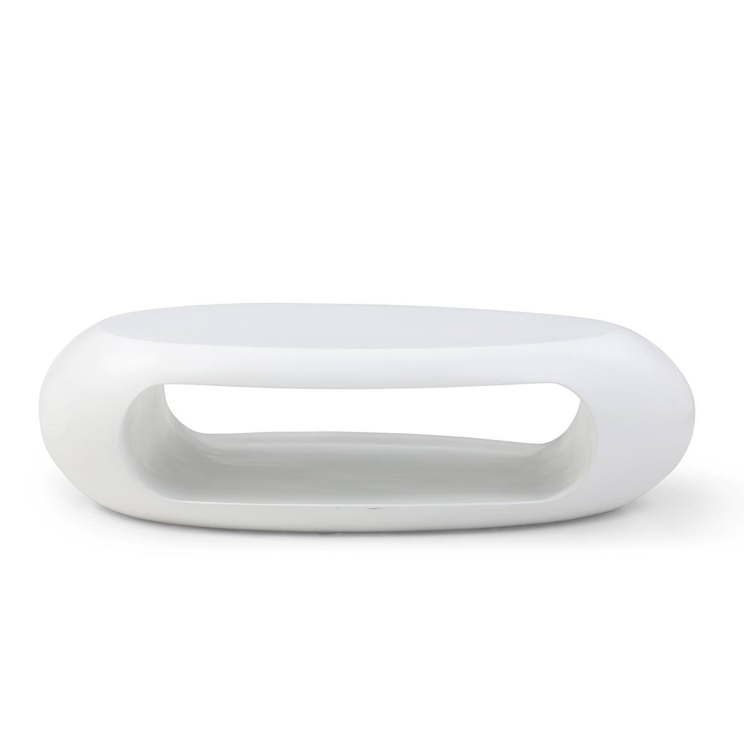 53.93" Oval Coffee Table, Sturdy Fiberglass Table for Living Room, White, No Need Assembly