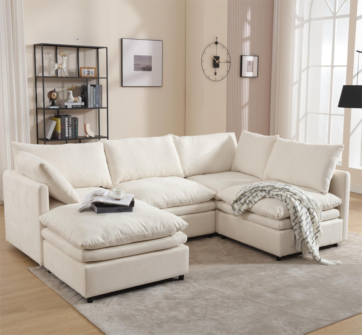 Modern U-Shaped Sectional Sofa ,5-Seat Sofa ,Sleeper Sofa Couch With Chaise Lounge for Living Room,Apartment,Upholstere