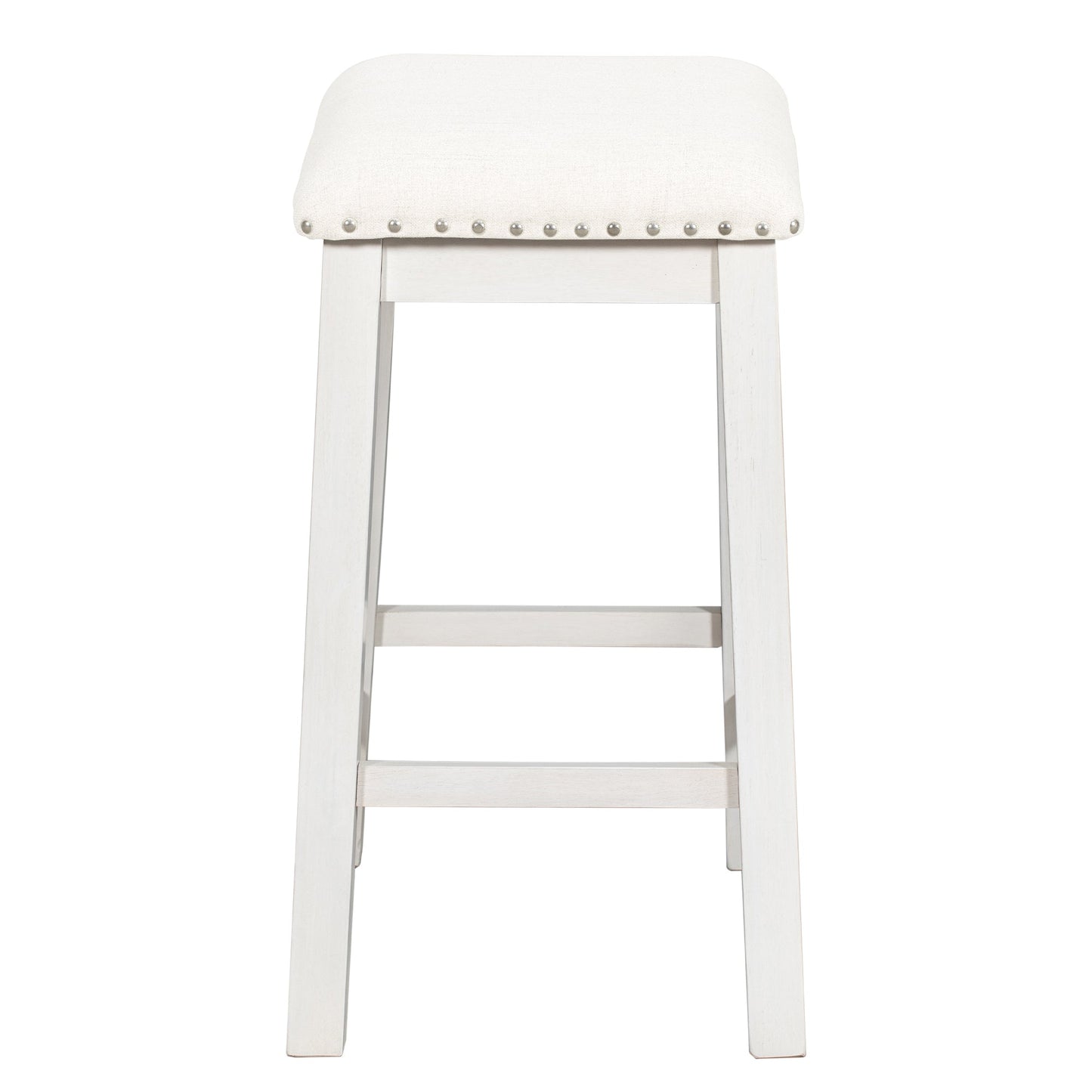 5 Pieces Counter Height Rustic Farmhouse Dining Room Wooden Bar Table Set With 2 Stools and 2 Chairs, White
