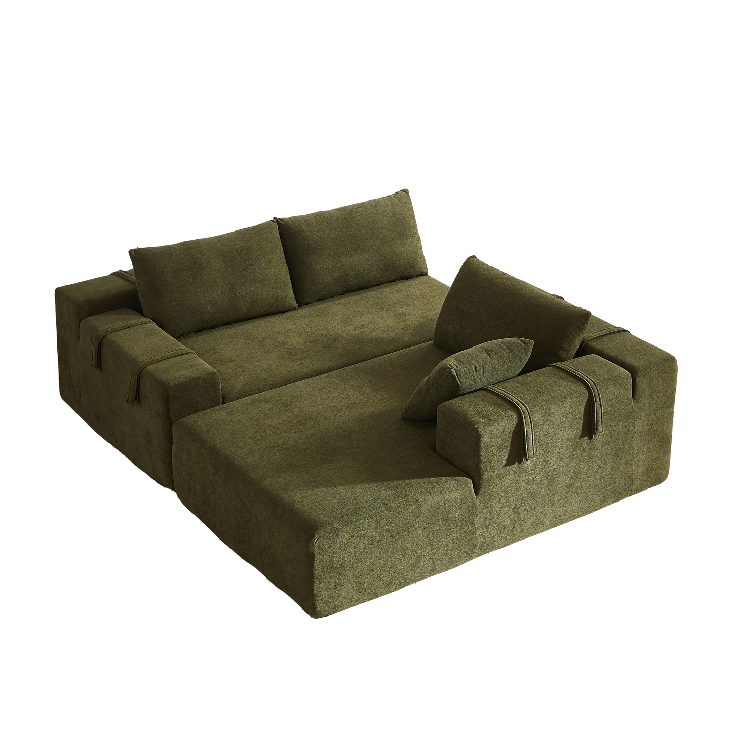 Modern Chenille Upholstered Sectional Sofa Couch Set,Modular 108" L Shaped Sectional Living Room Sofa Set With 6 Pillows