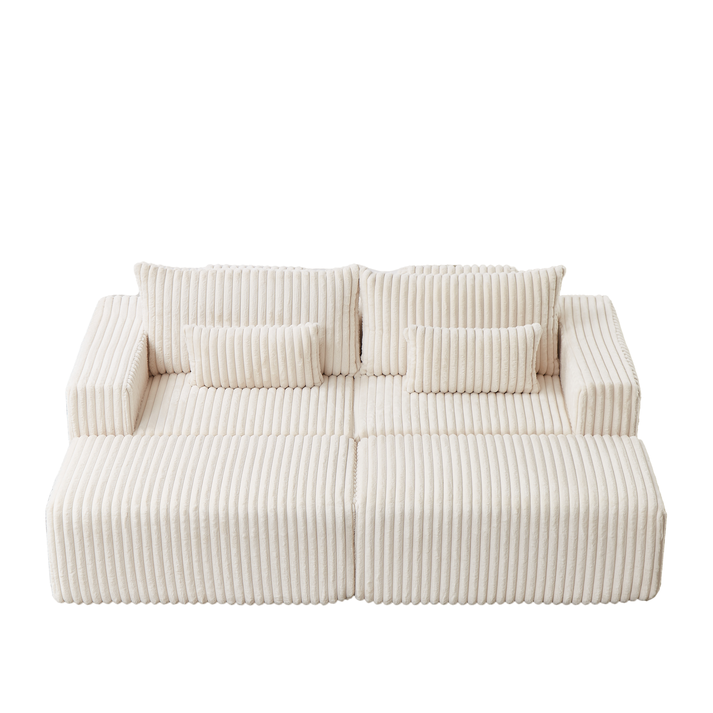 87" Oversized Sectional Lounge Chaise,No Assembly Required,Cloud Plush Loveseat With Two Removable Footstool,Fluffy Model