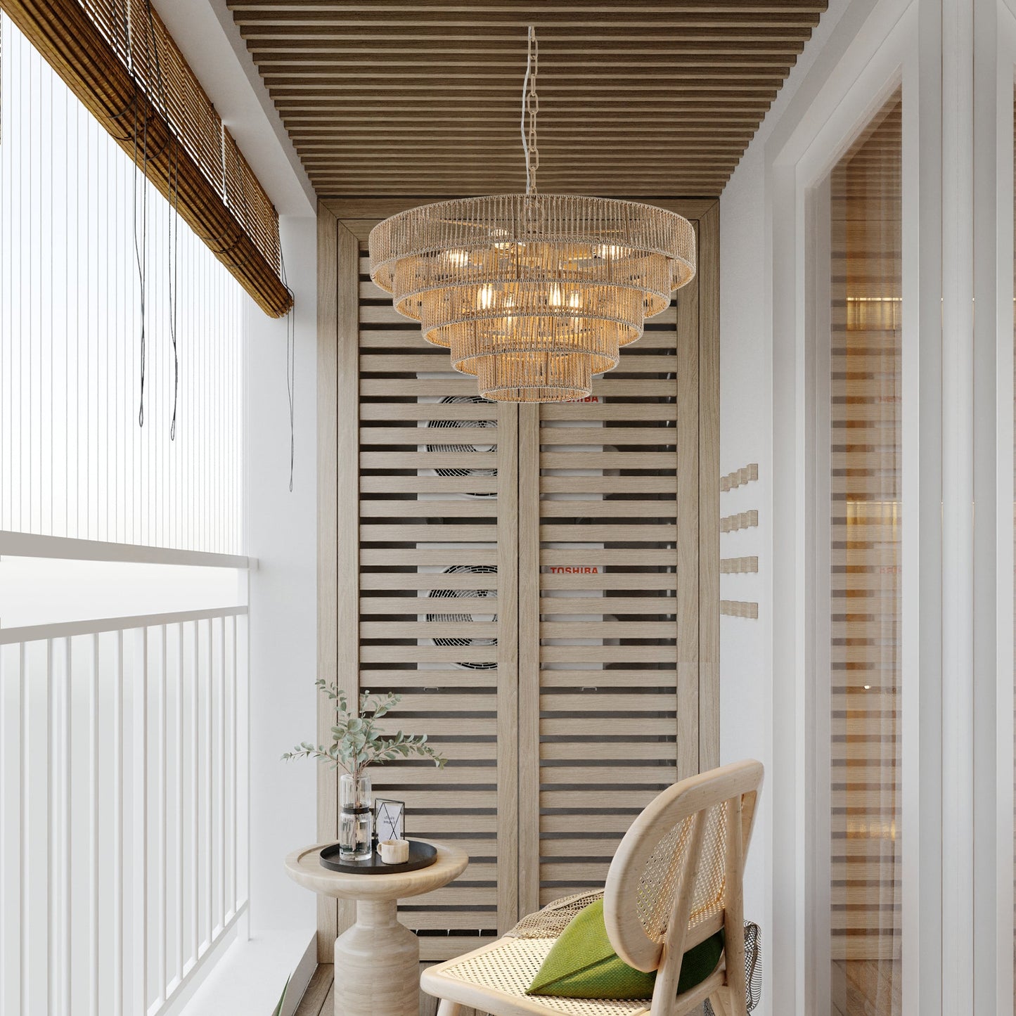 Bohemian Style Woven Pendant Light 23.6 Inch Rattan Ligh Large Rattan Pendant Light