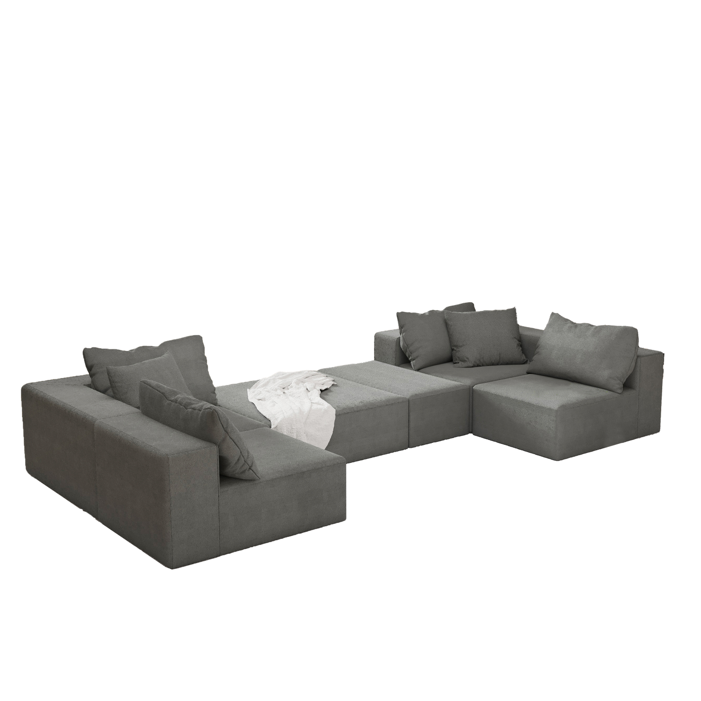 Modern Upholstered Sectional Sofa Couch Set,Modular 132" L Shaped Sectional Living Room Sofa Set With 6 Pillows,Free Com