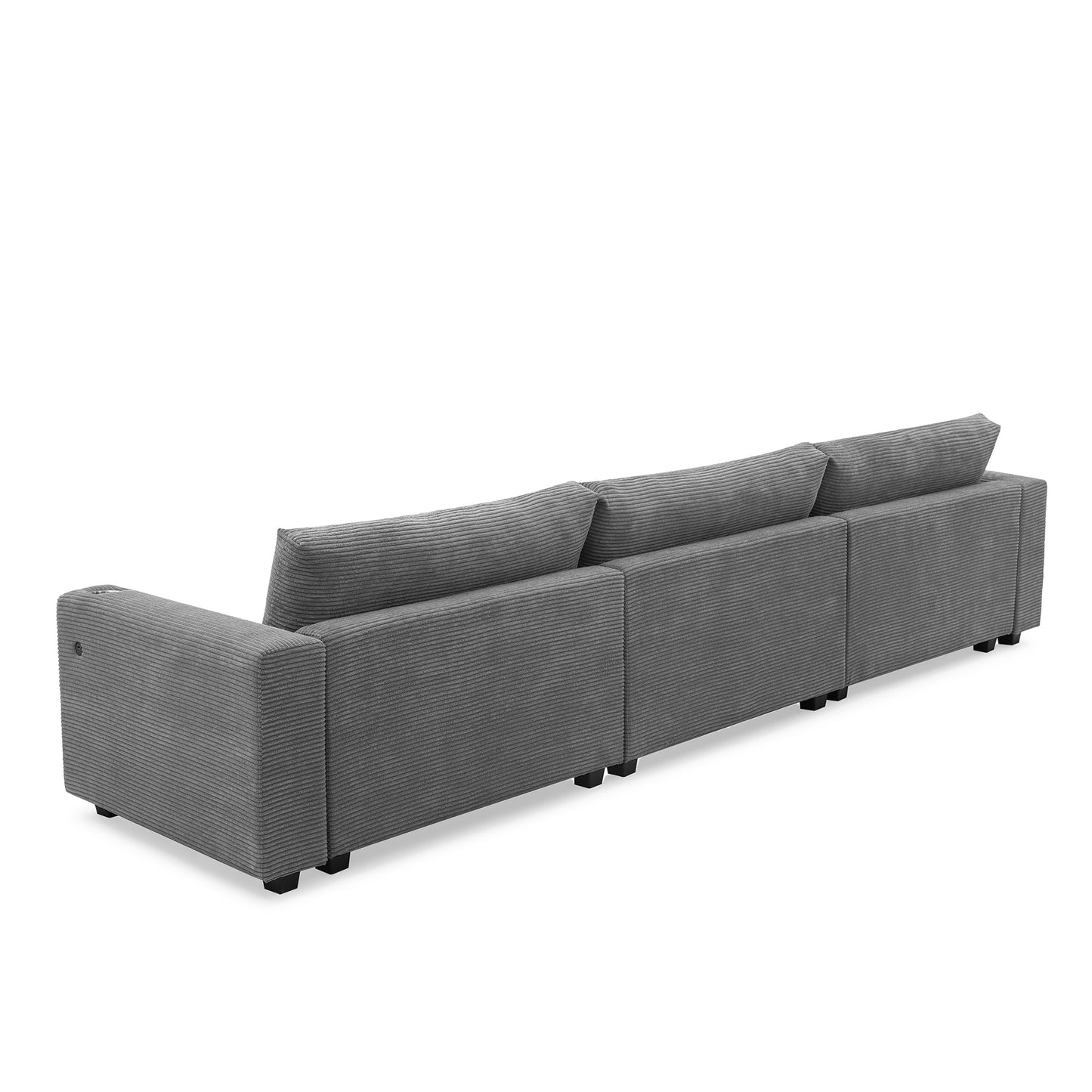 134*54"Oversized Corduroy Sectional Sofa,L Shaped Cloud Couch With USB Charging Port,Cup Holder,Deep Seat Sofa Bed
