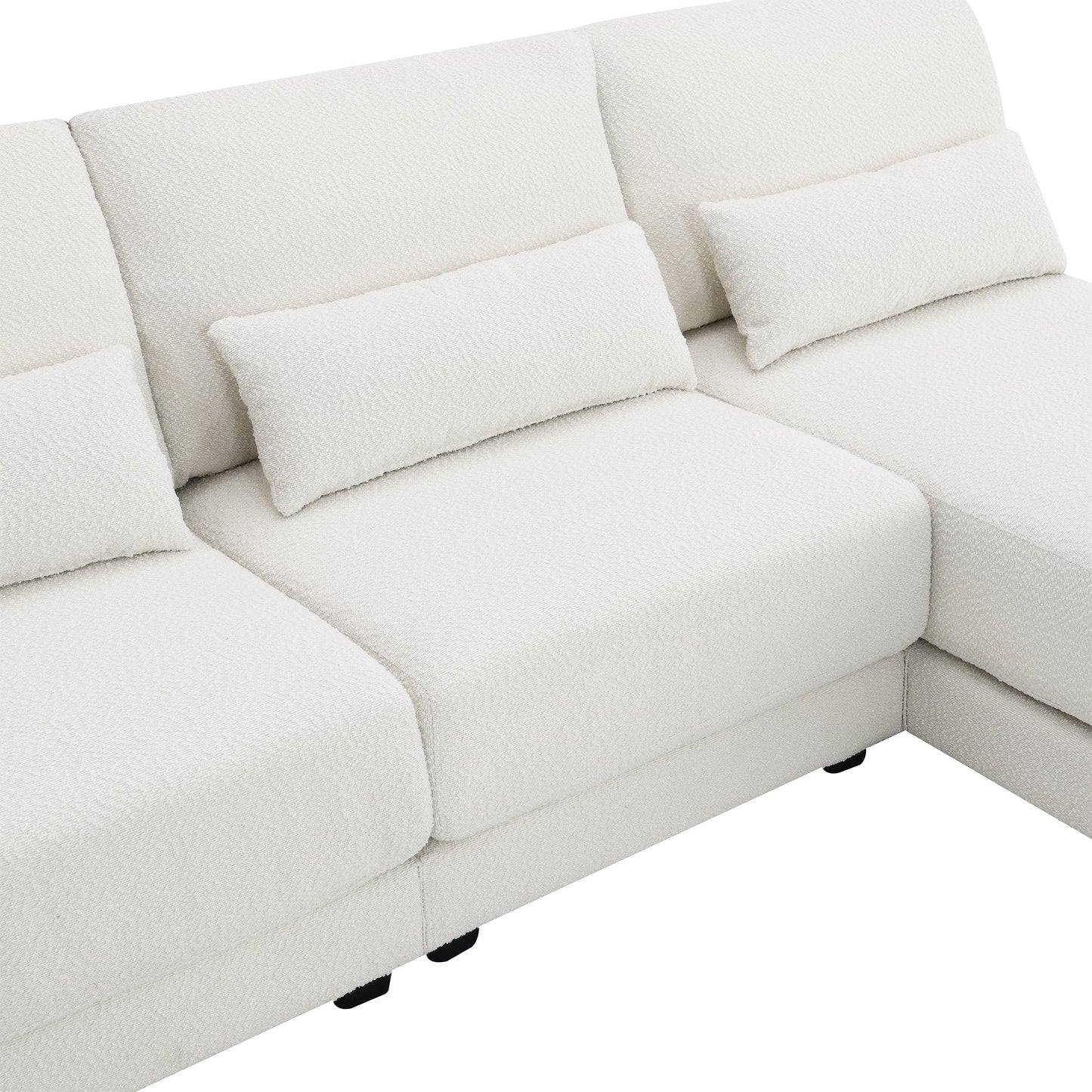 120*61" Oversized Deep Seat Sectional Sofa With Reversible Chaise,Loop Yarn Fabric 5-Seat Armless Indoor Furniture